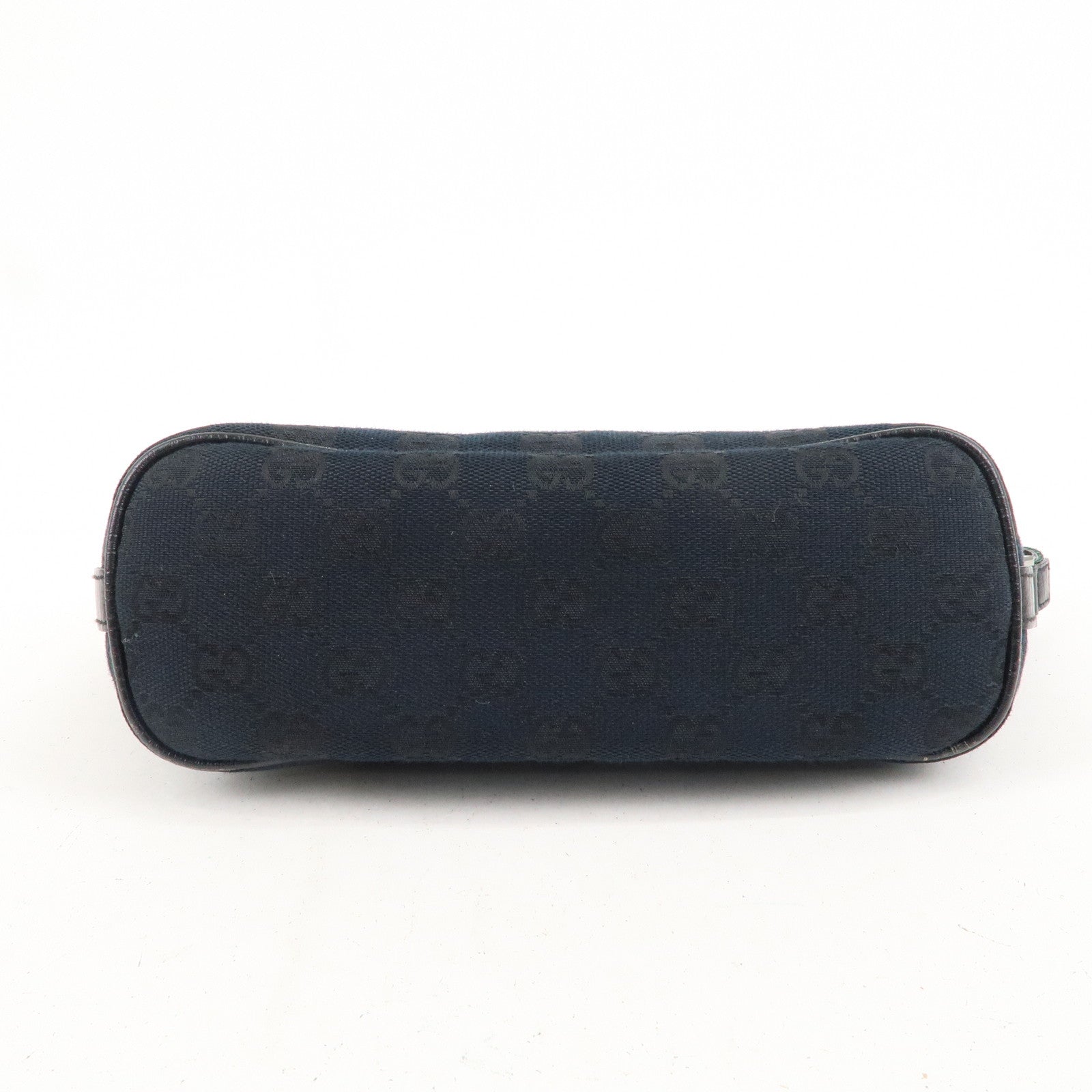 GUCCI Boat Bag Sherry GG Canvas Leather Pouch Black 141809