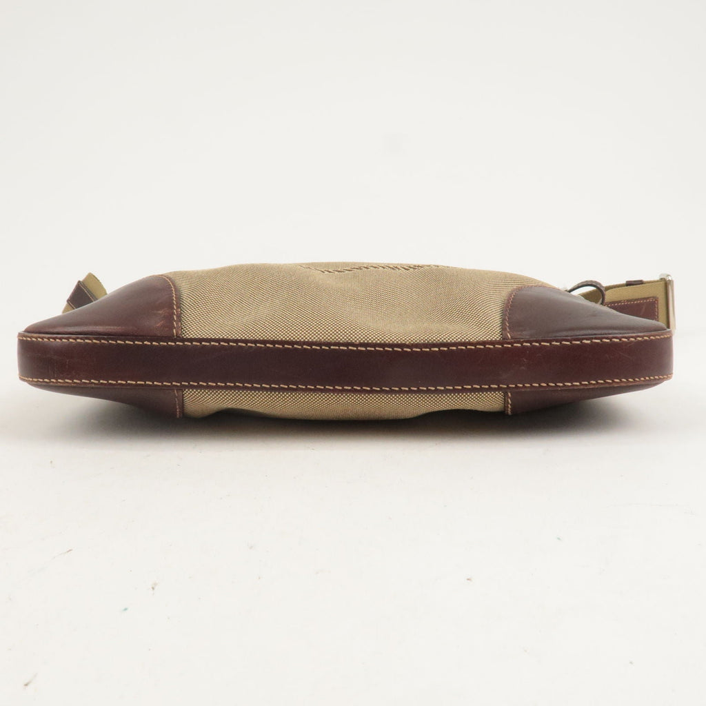Prada Logo Jacquard Leather Shoulder Bag Beige Brown BT0533