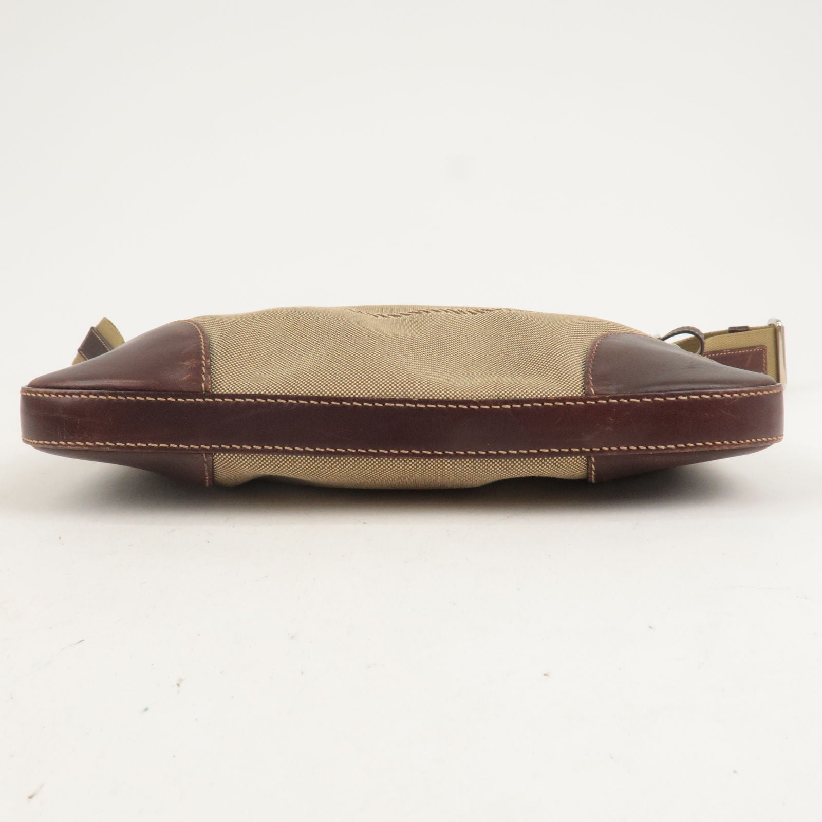 Prada Logo Jacquard Leather Shoulder Bag Beige Brown BT0533