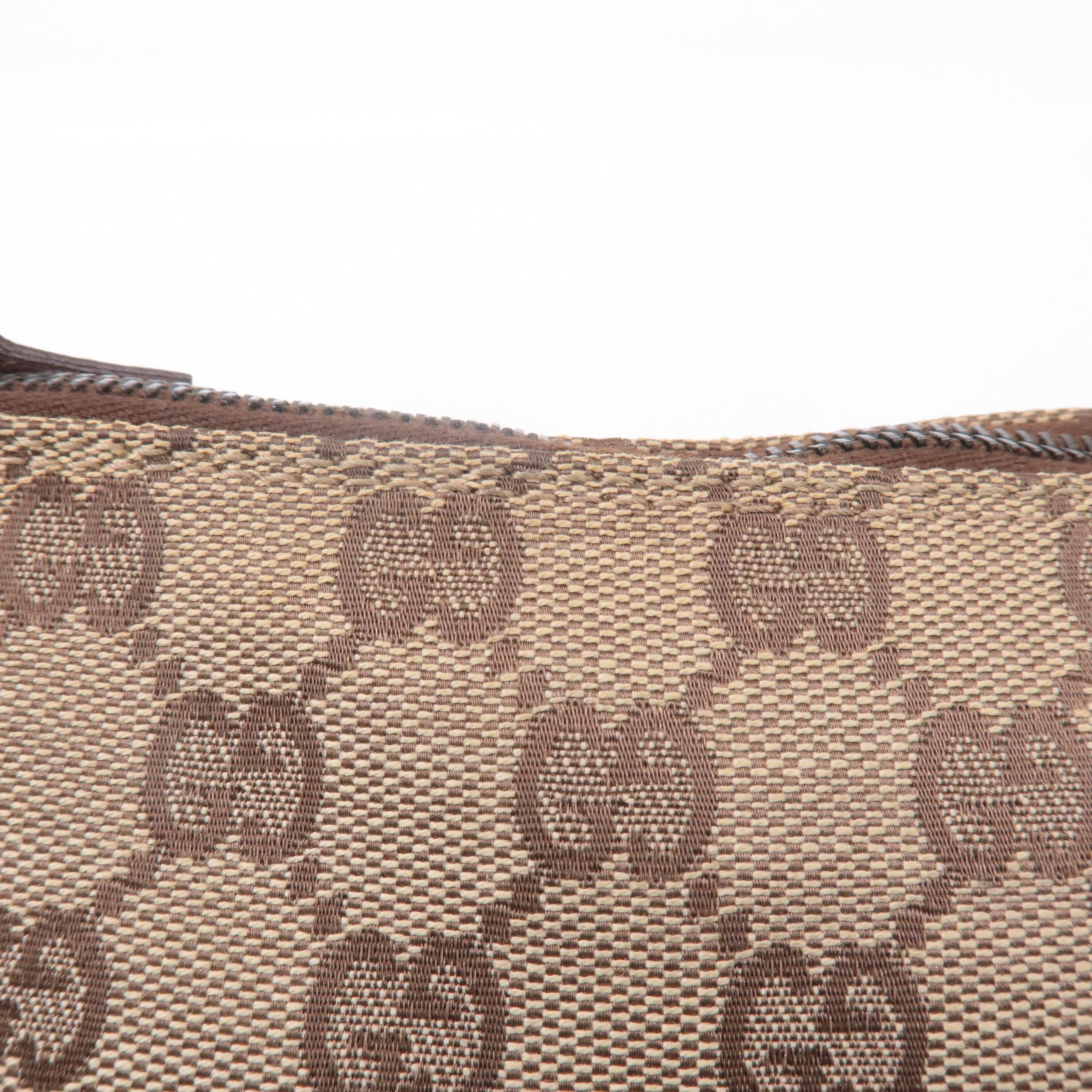 GUCCI GG Canvas Leather Hand Bag Pouch Beige Brown 103399