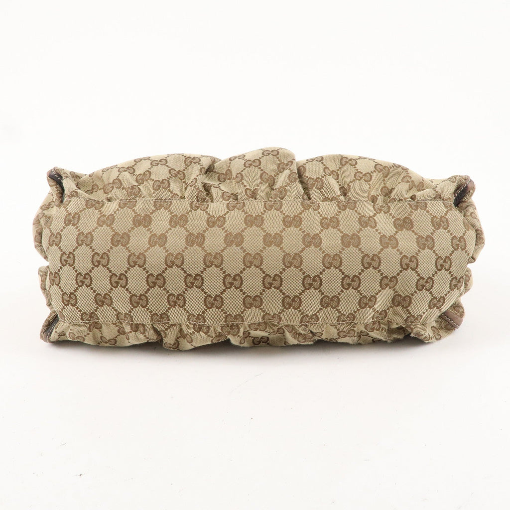 GUCCI Abbey GG Canvas Leather Shoulder Bag Beige Gold 189833