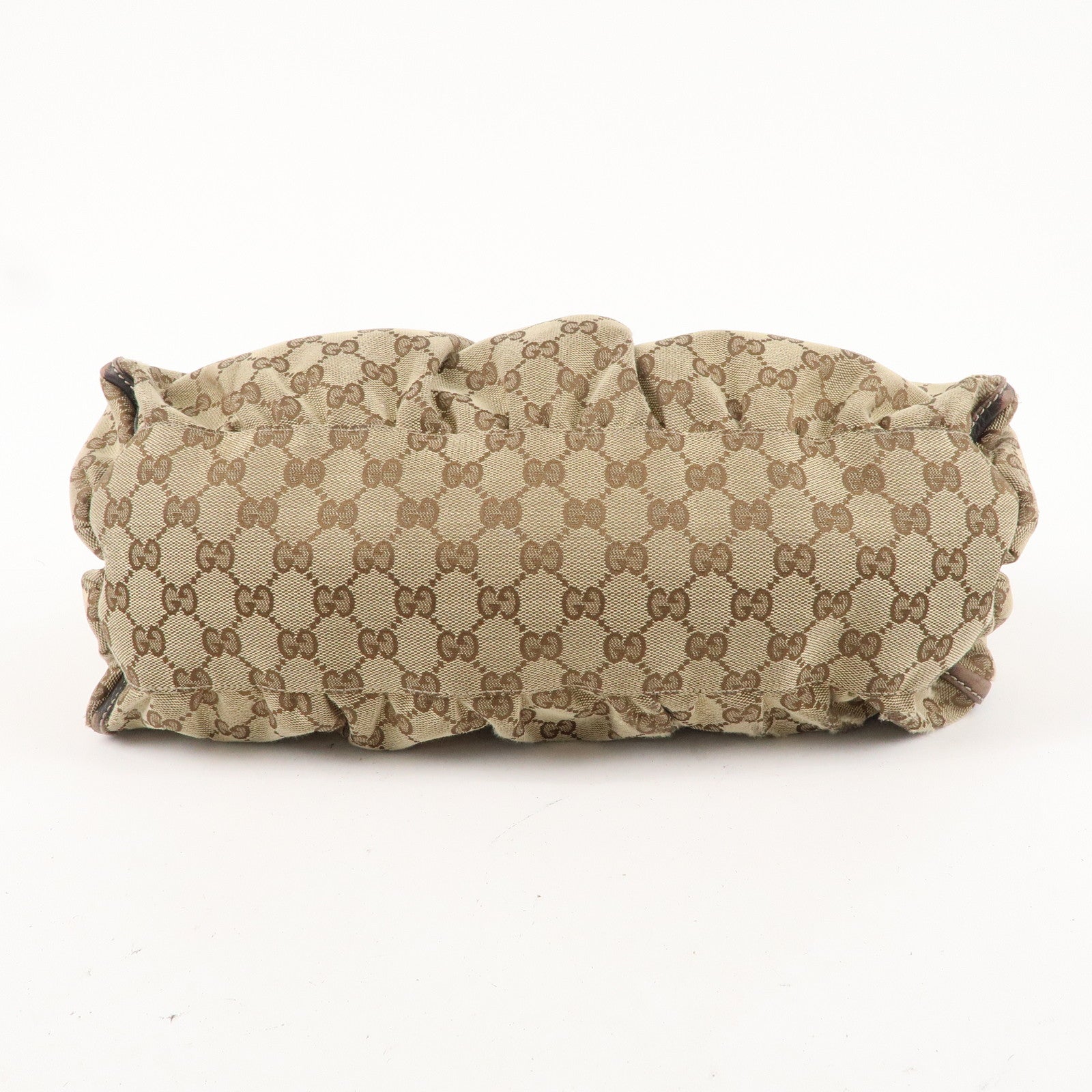 GUCCI Abbey GG Canvas Leather Shoulder Bag Beige Gold 189833