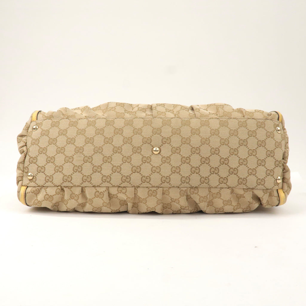 GUCCI Abbey GG Canvas Leather Shoulder Bag Beige Yellow 189835