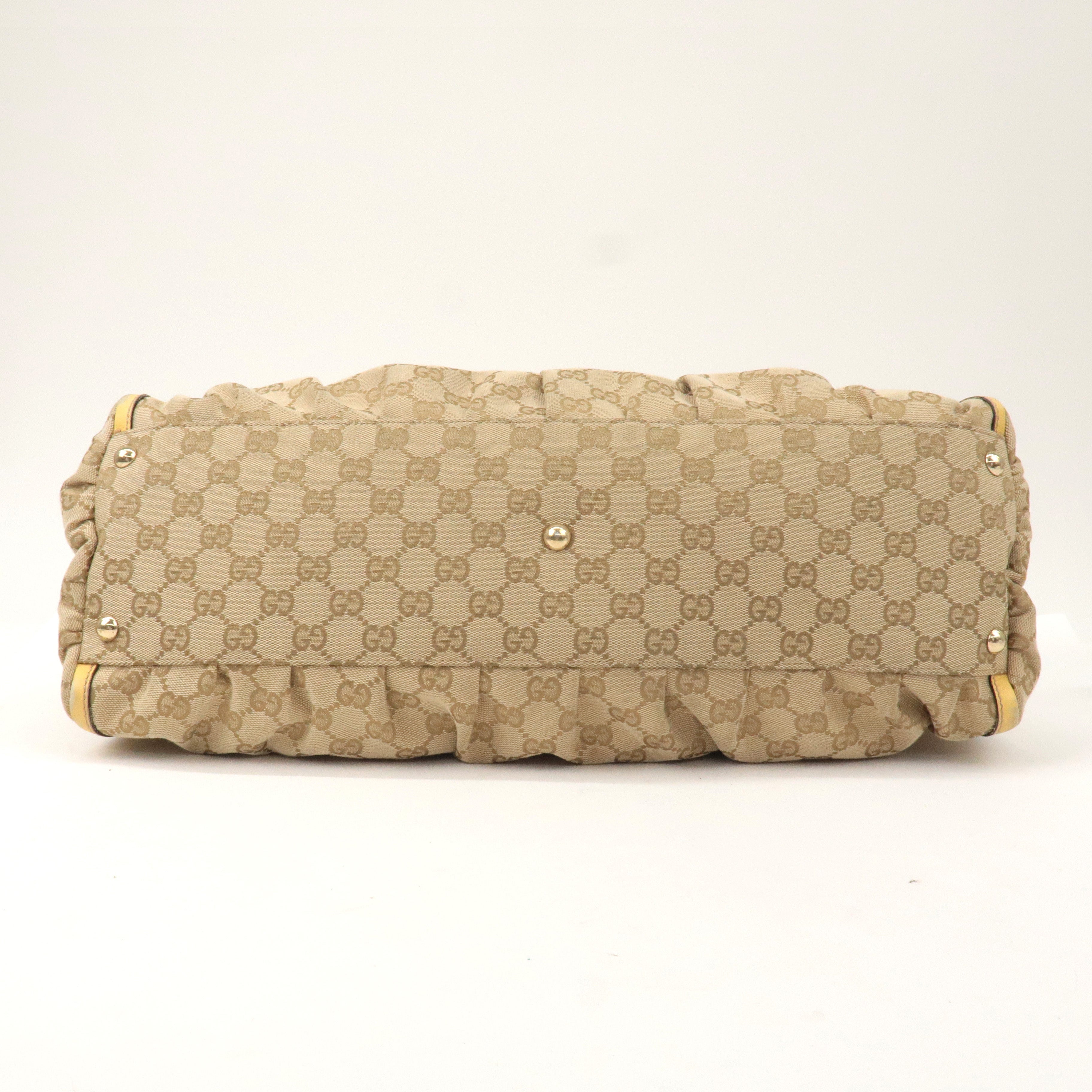 GUCCI Abbey GG Canvas Leather Shoulder Bag Beige Yellow 189835