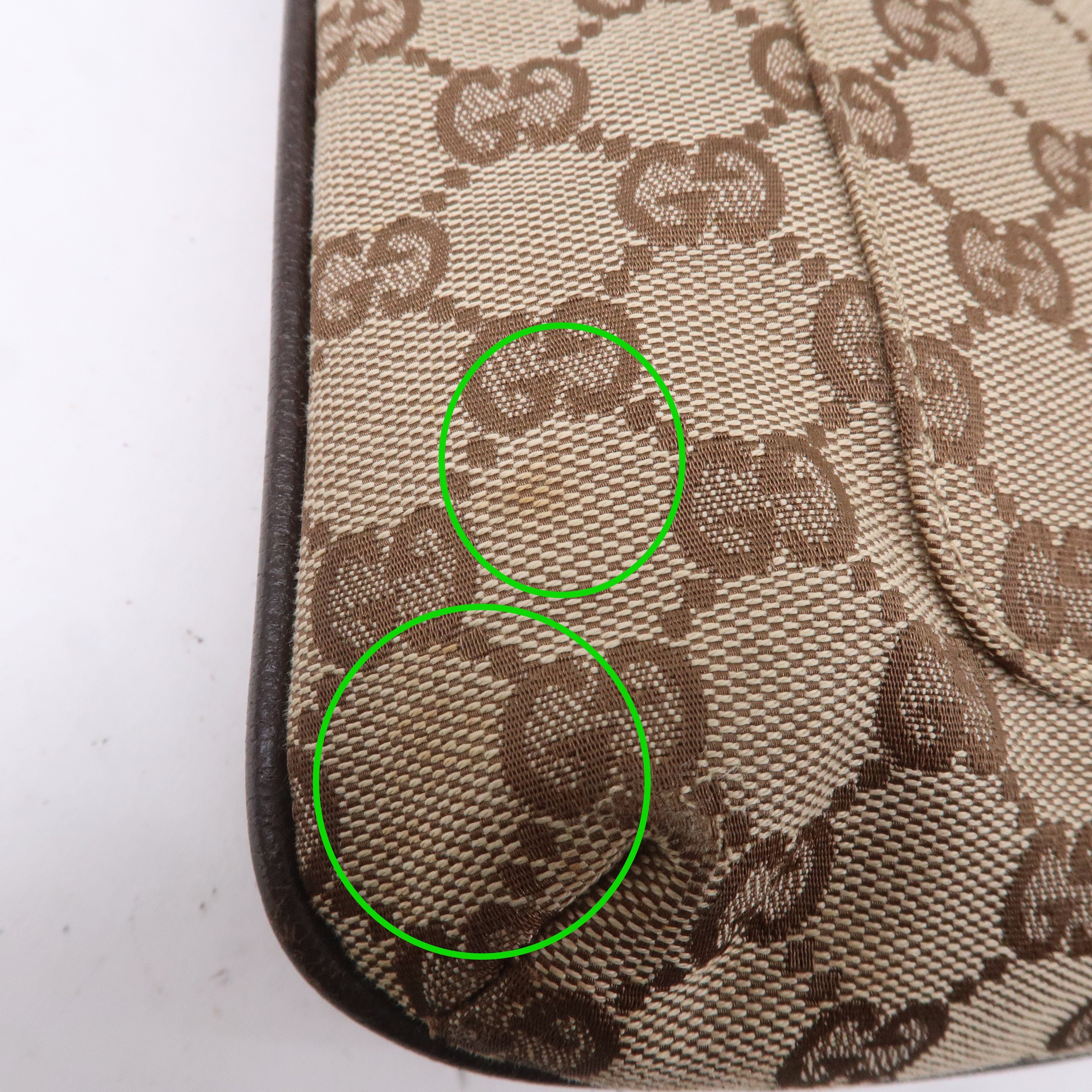 GUCCI GG Canvas Leather Shoulder Bag Beige Brown 122793