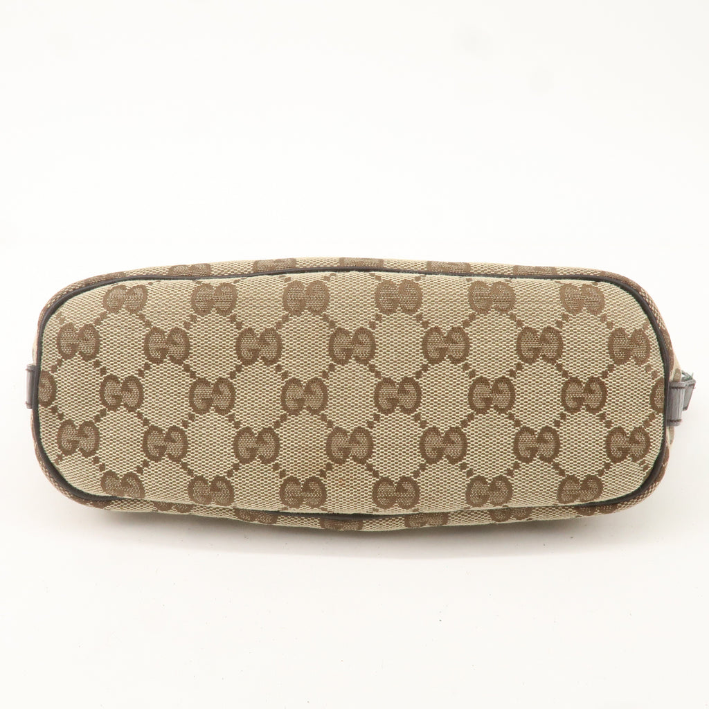 GUCCI Sherry GG Canvas Leather Hand Bag Pouch Beige Brown 141809