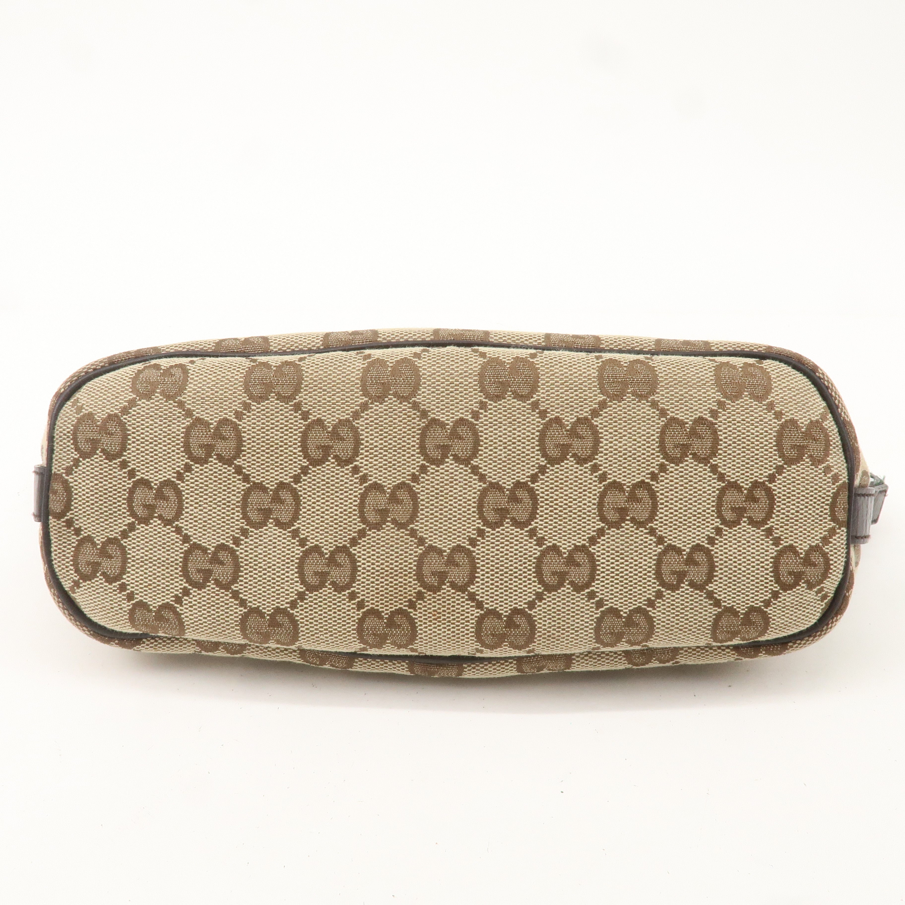 GUCCI Sherry GG Canvas Leather Hand Bag Pouch Beige Brown 141809