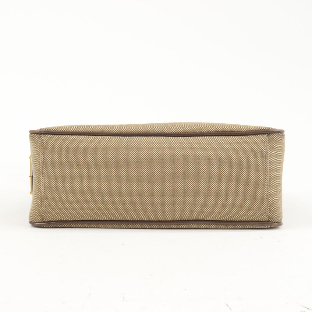 Prada Logo Jacquard Leather Shoulder Bag Beige Brown 1BH089