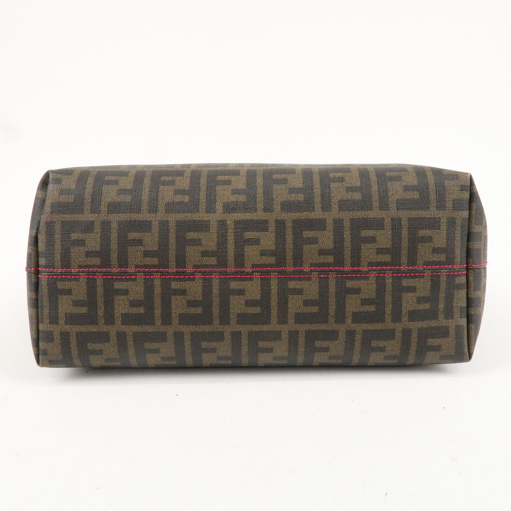 FENDI Zucca Logo Print PVC Tote Bag Brown Black Pink 8BH198