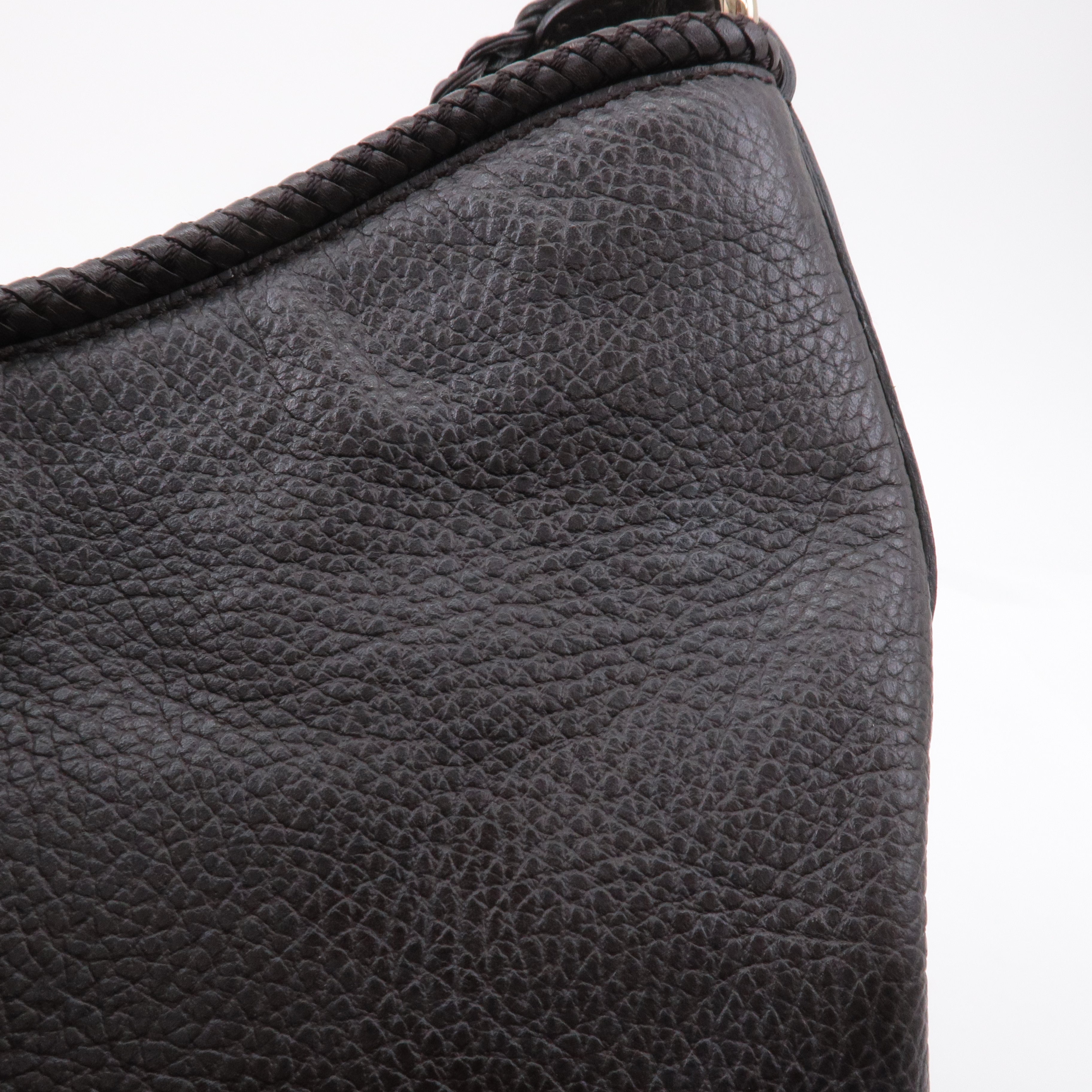 GUCCI Leather Shoulder Bag Hand Bag Dark Brown 336659