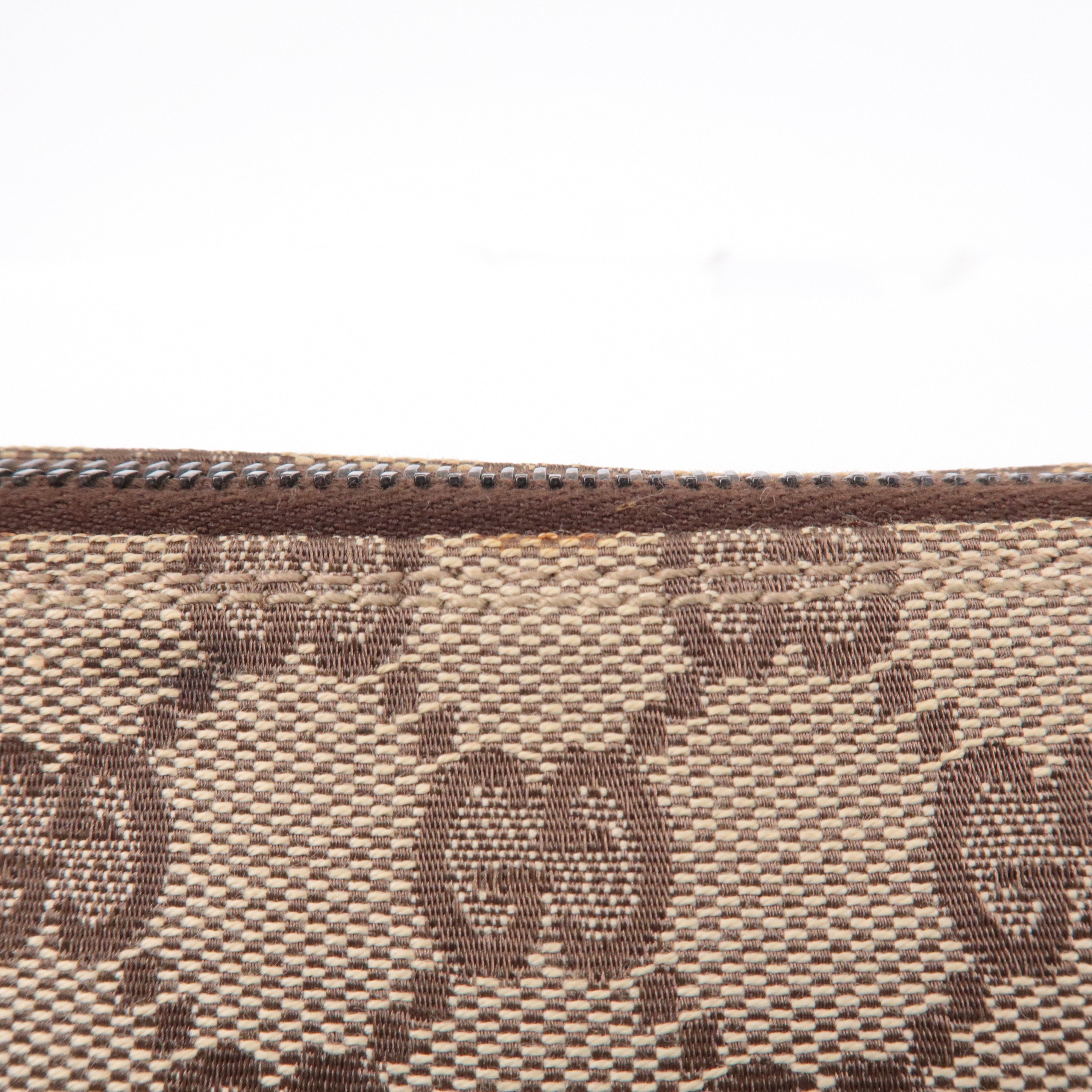 GUCCI GG Canvas Leather Hand Bag Pouch Beige Brown 103399