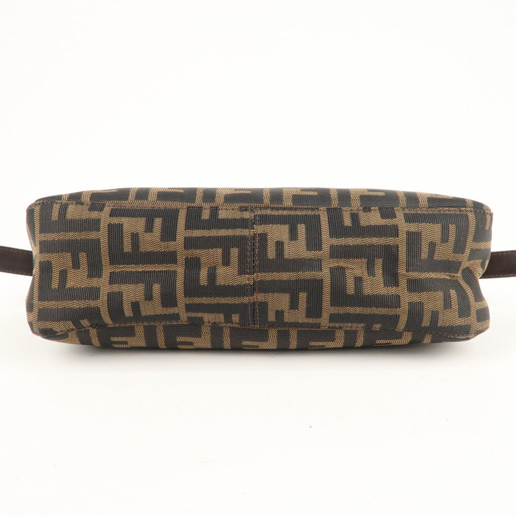 FENDI Zucca Canvas Leather Shoulder Bag Black Brown 26722