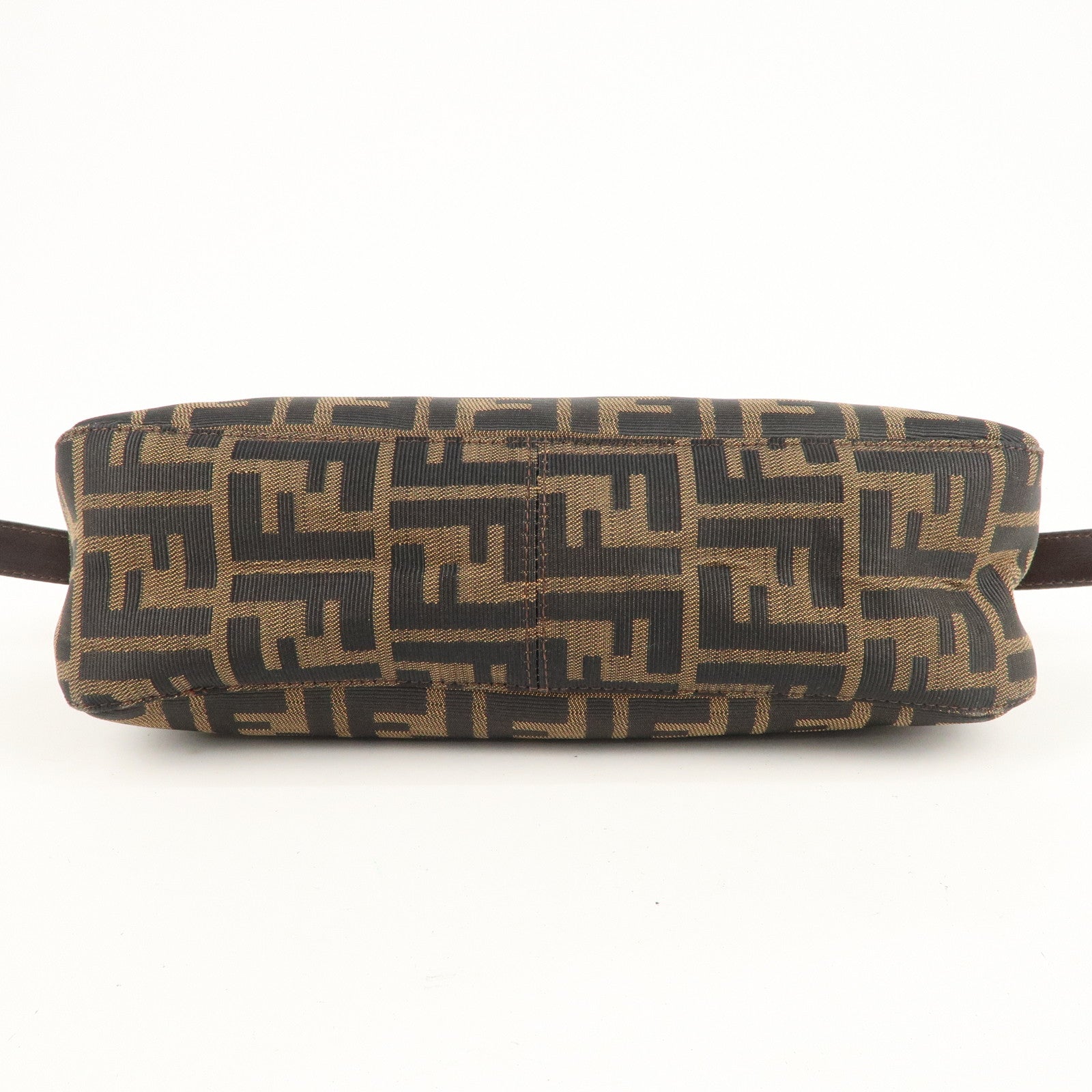 FENDI Zucca Canvas Leather Shoulder Bag Black Brown 26722
