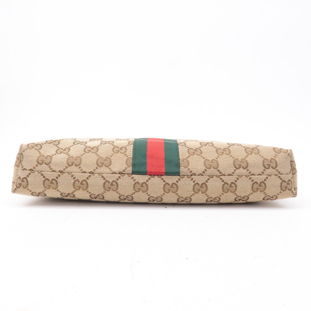 GUCCI Sherry GG Canvas Leather Shoulder Bag Beige Black 388926