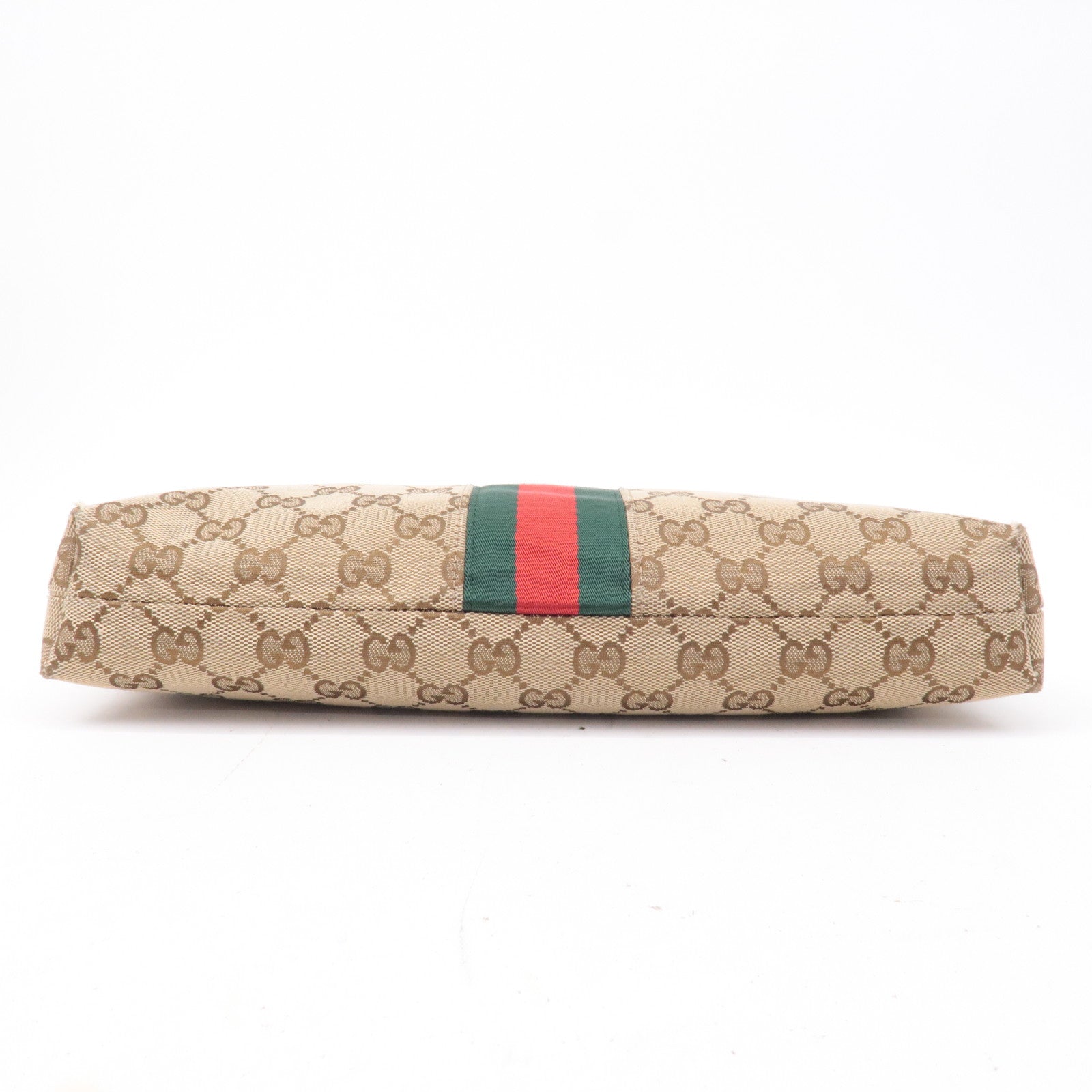 GUCCI Sherry GG Canvas Leather Shoulder Bag Beige Black 388926