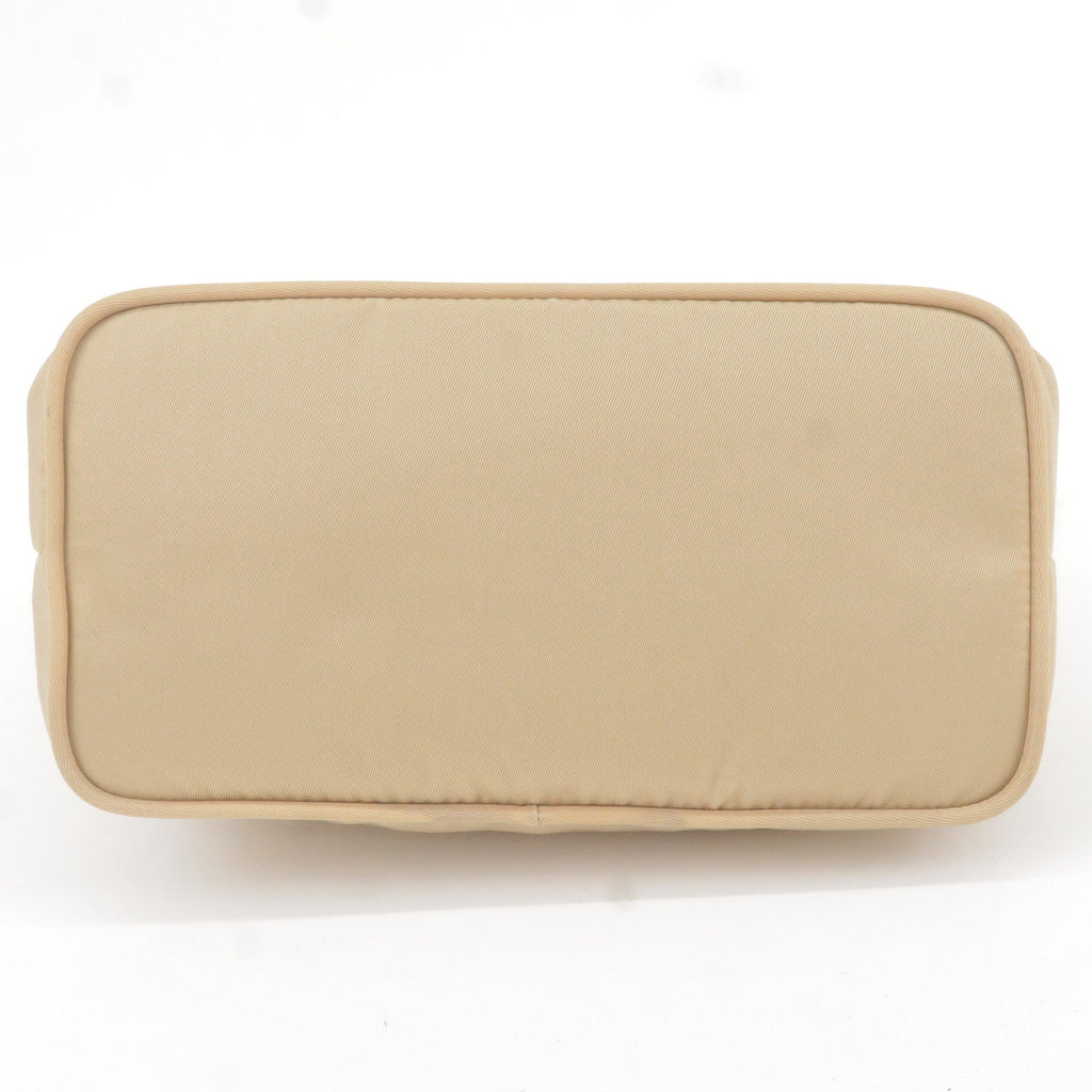 Prada Nylon Leather Shoulder Bag Hand Bag Pouch Beige Black