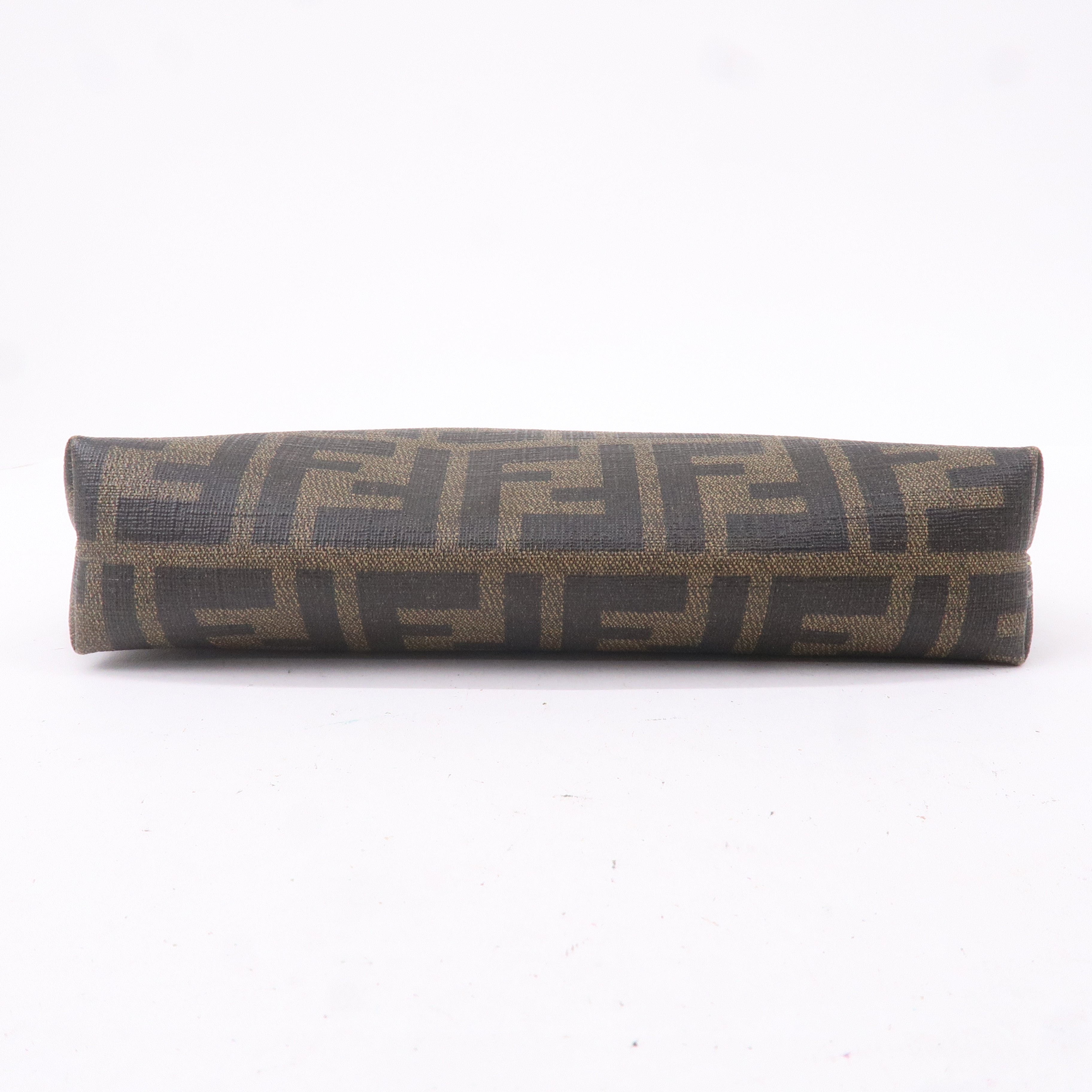 FENDI Zucca Print PVC Accessory Pouch Bag Khaki Green 8BR592