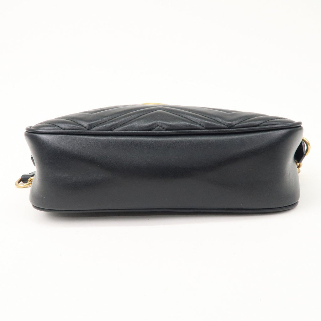 GUCCI GG Marmont Leather Chain Shoulder Bag Black 447632