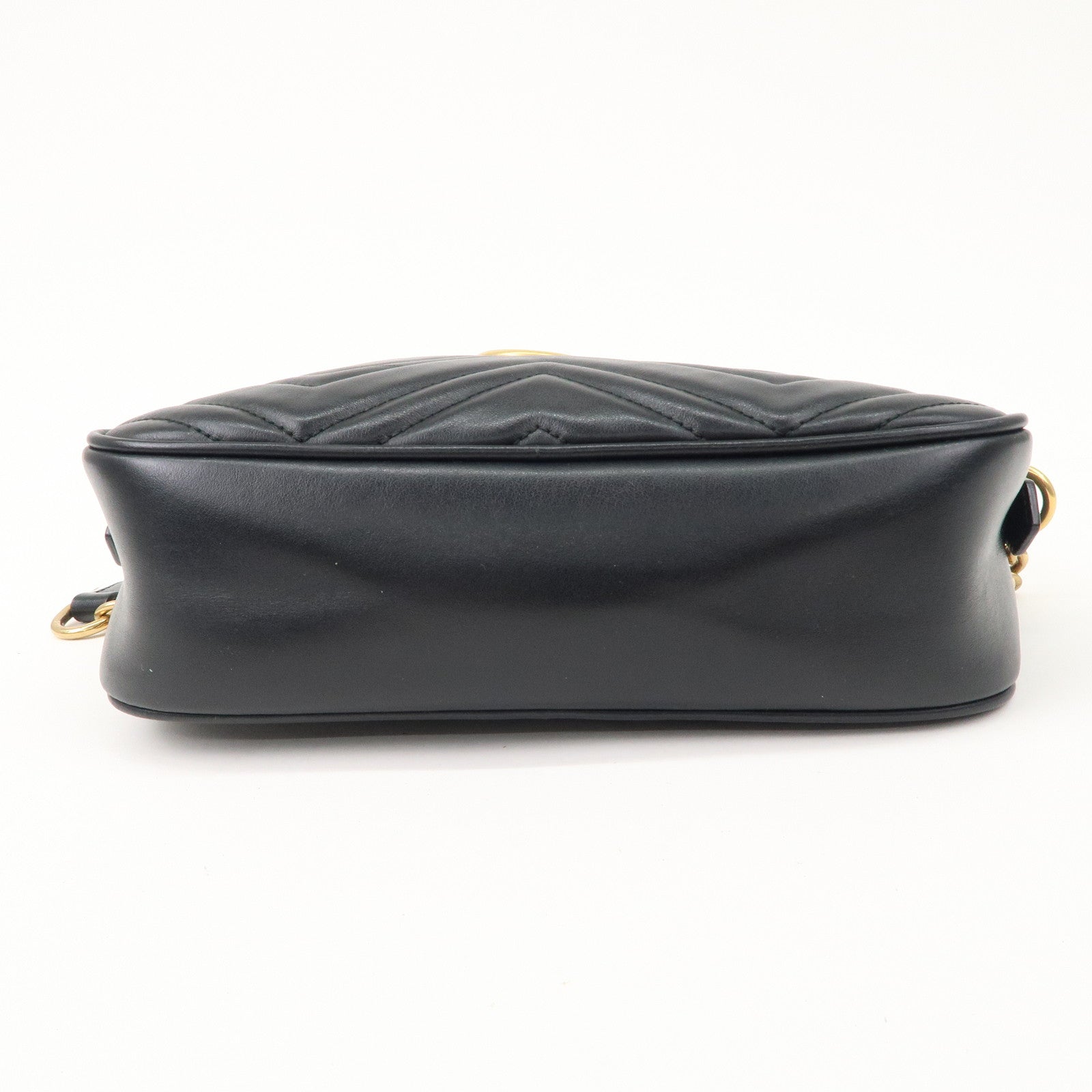 GUCCI GG Marmont Leather Chain Shoulder Bag Black 447632