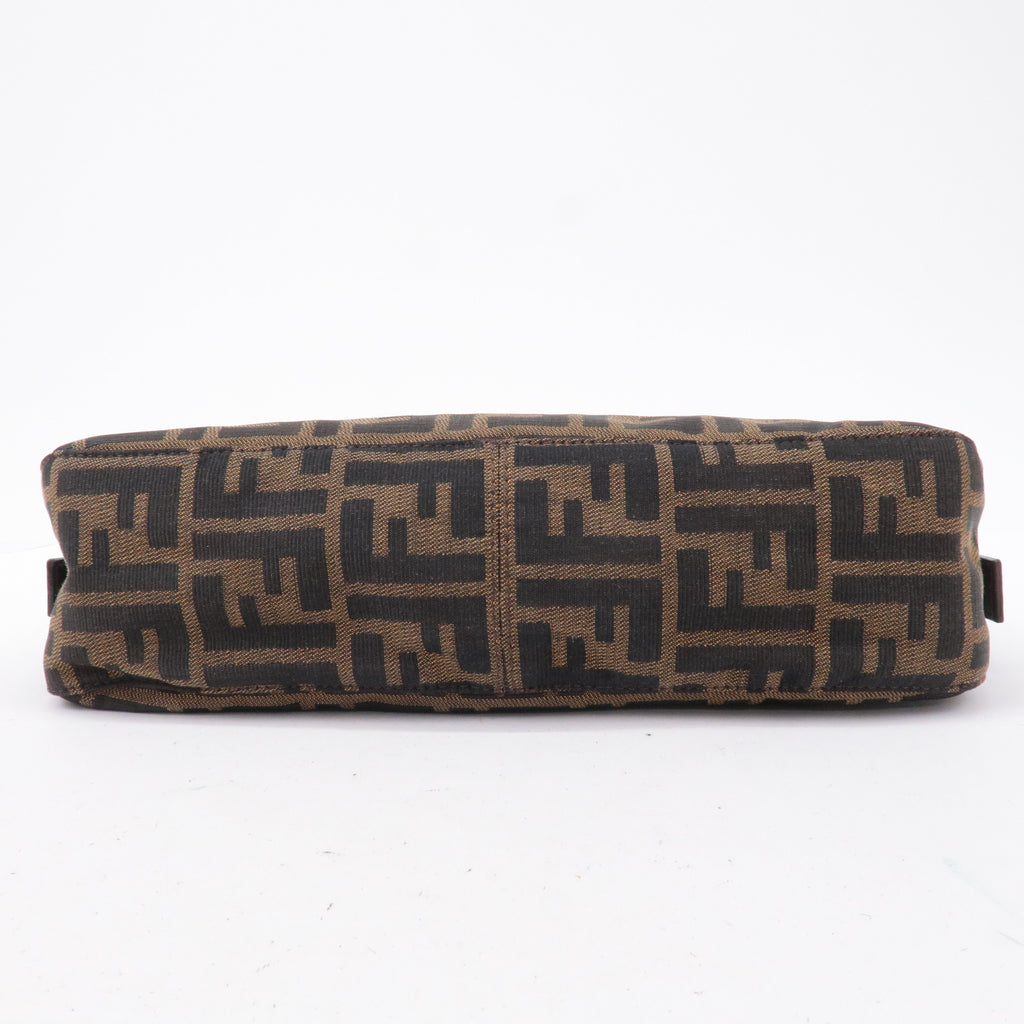 FENDI Zucca Canvas Leather Shoulder Bag Black Brown 26722
