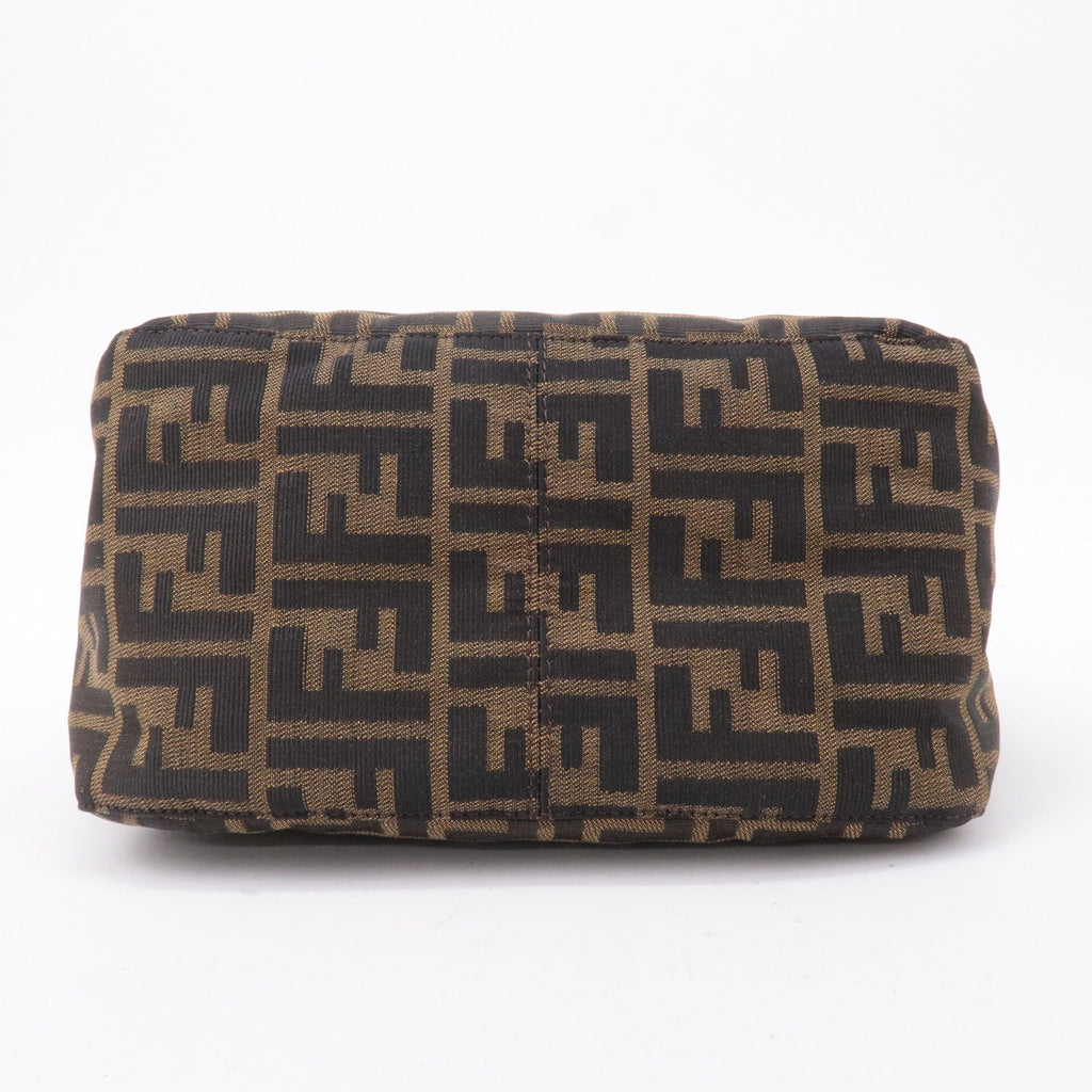 FENDI Zucca Canvas Leather Shoulder Bag Brown Black 26426