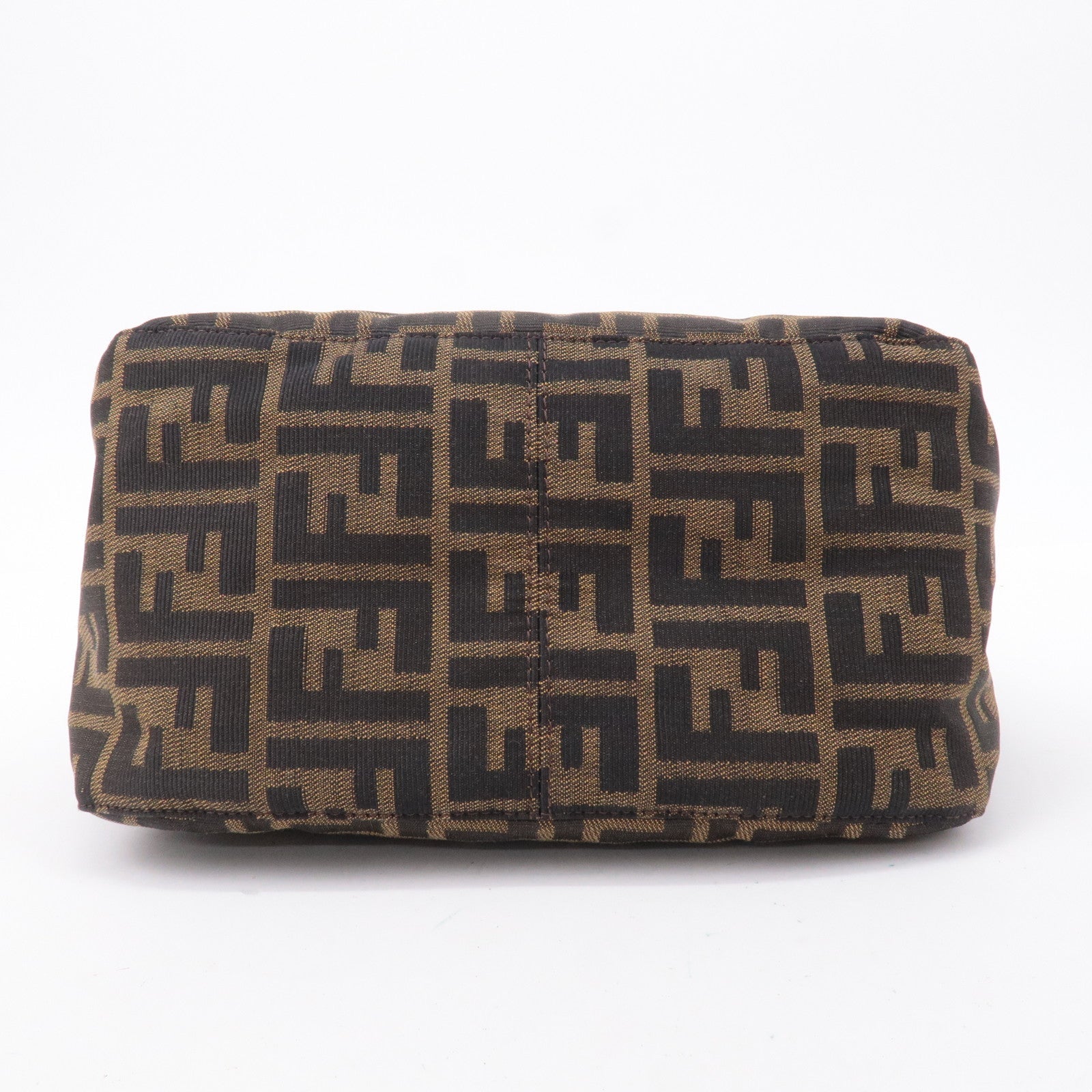 FENDI Zucca Canvas Leather Shoulder Bag Brown Black 26426
