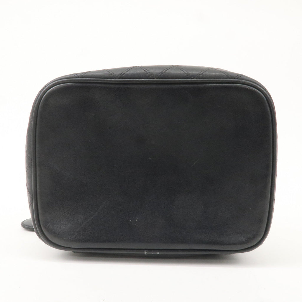 CHANEL Bicolore Lamb Skin Vanity Bag Cosmetic Pouch Black A01618