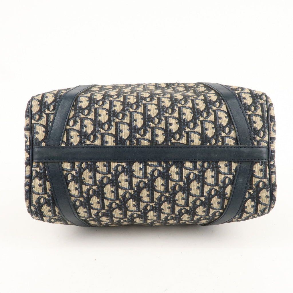 Christian Dior Trotter Canvas Leather Boston Bag Navy