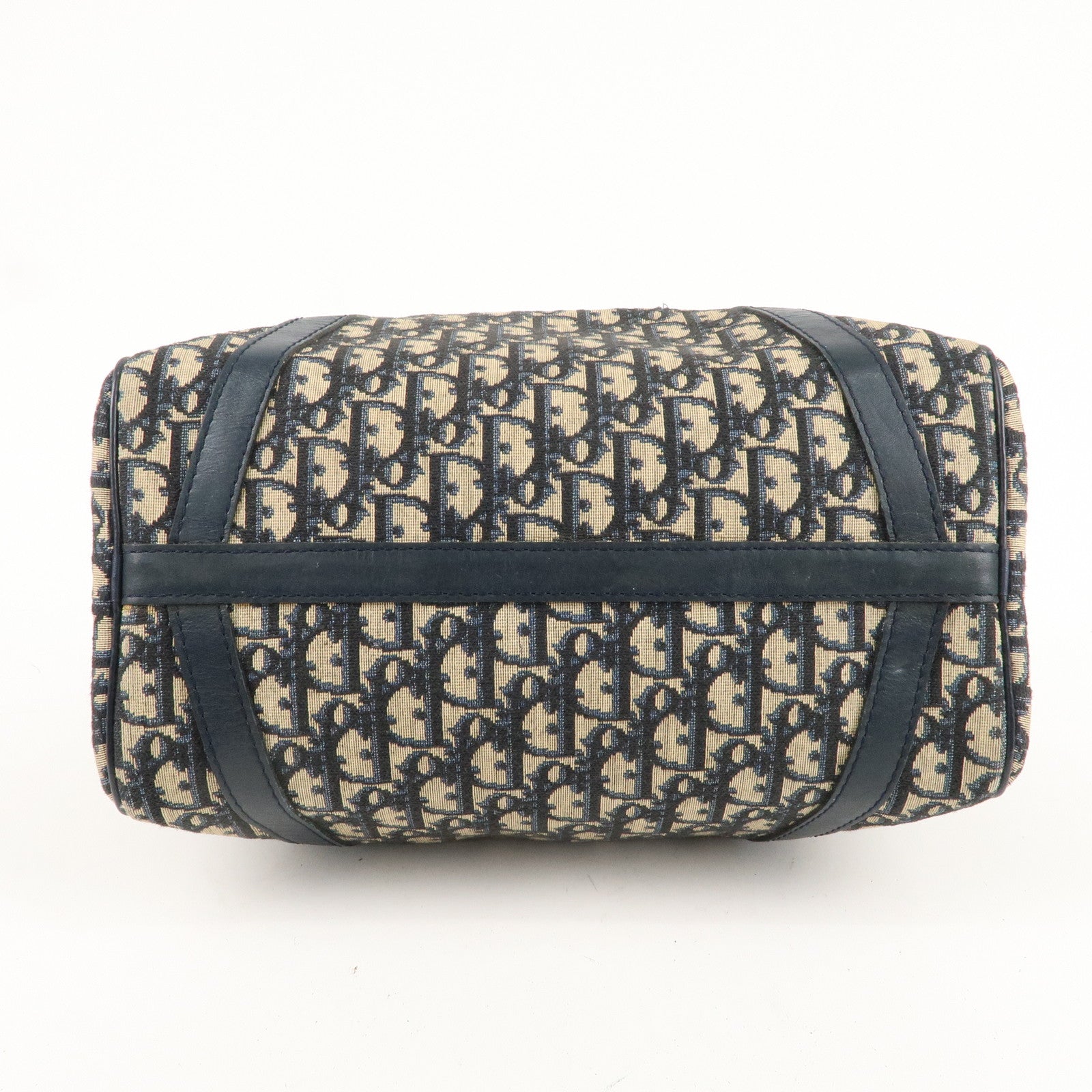 Christian Dior Trotter Canvas Leather Boston Bag Navy