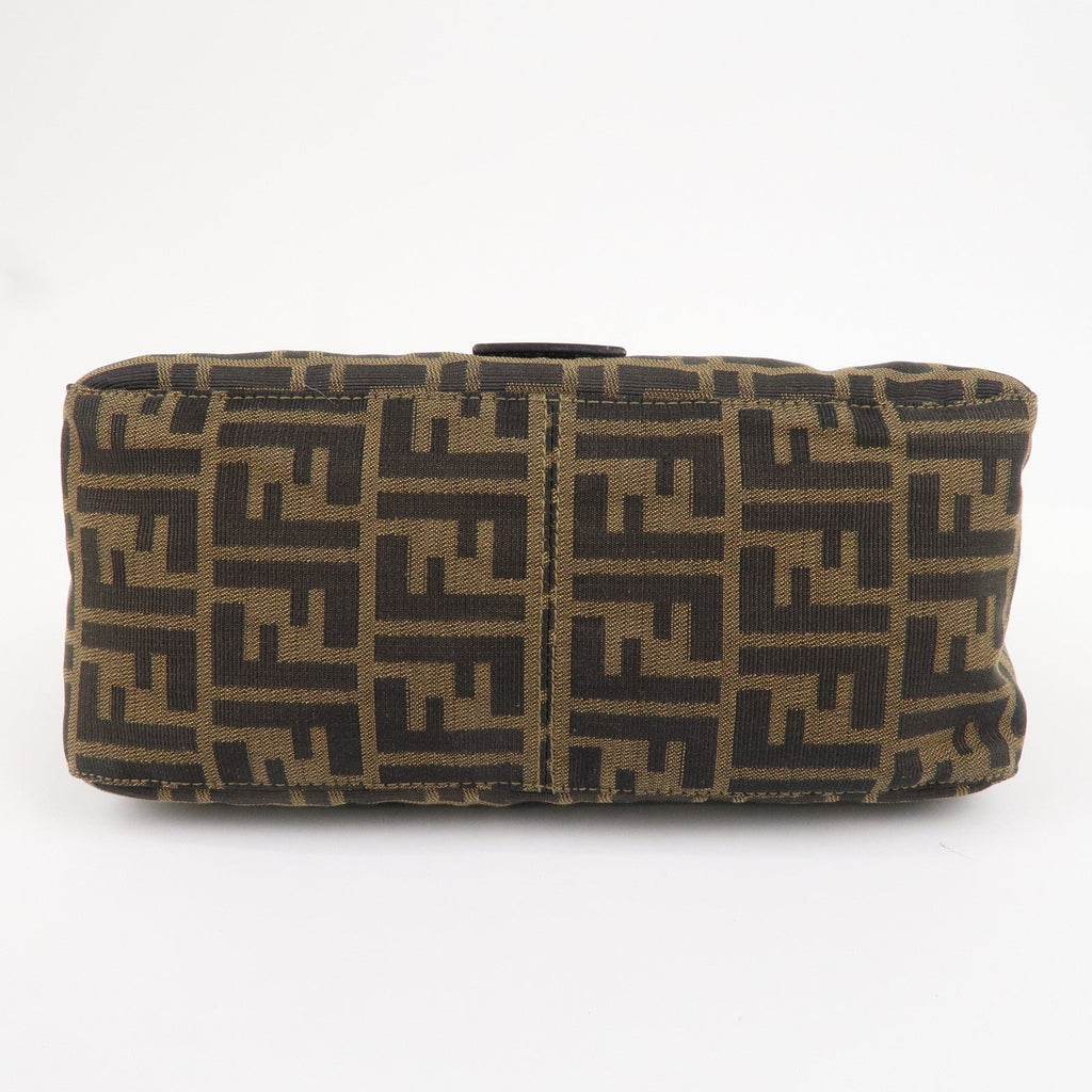 FENDI Mamma Baguette Zucca Canvas Leather Shoulder Bag 26325