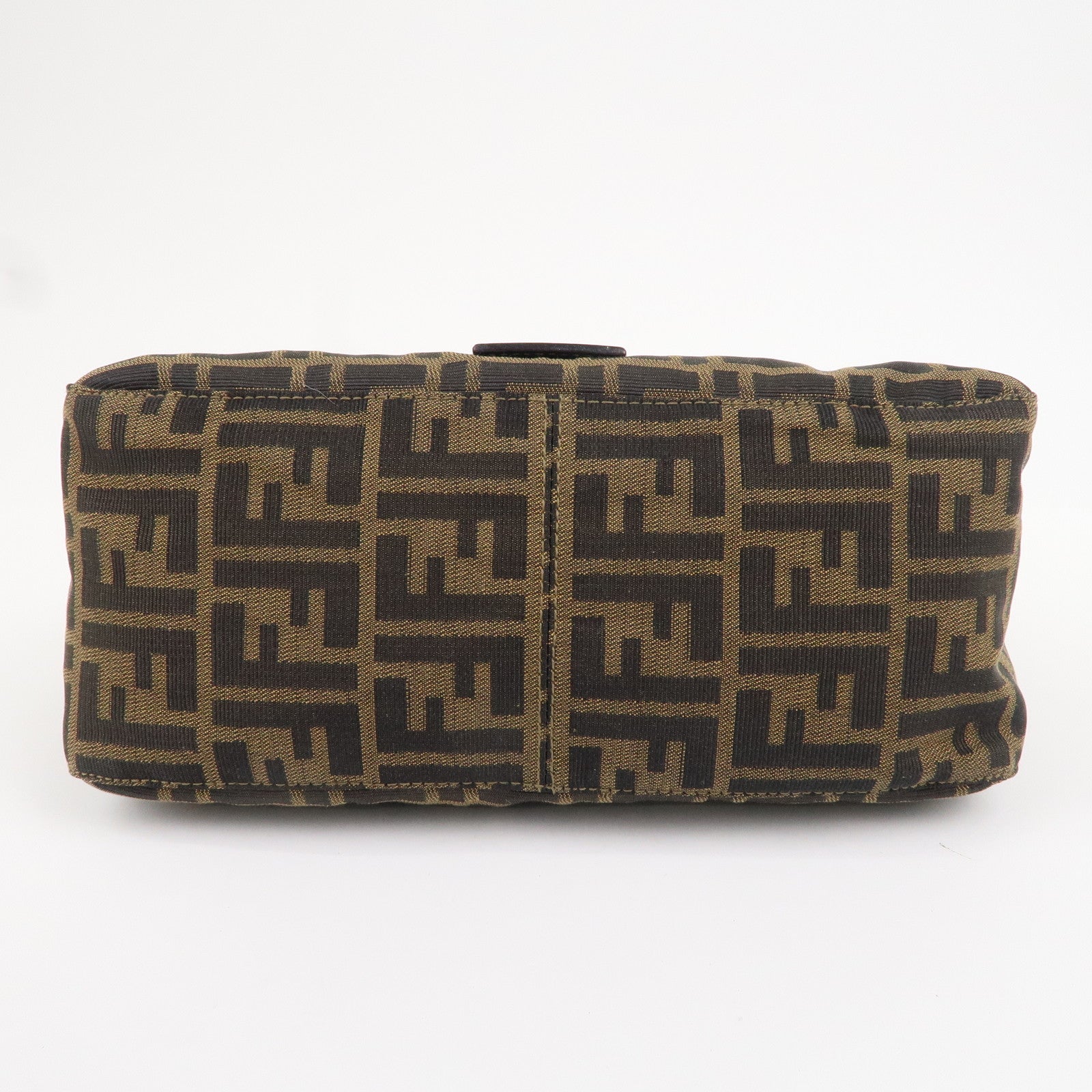 FENDI Mamma Baguette Zucca Canvas Leather Shoulder Bag 26325