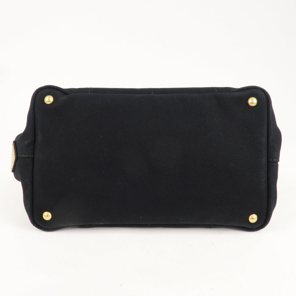 Prada Canapa Canvas Tote Bag Hand Bag Black BN1877