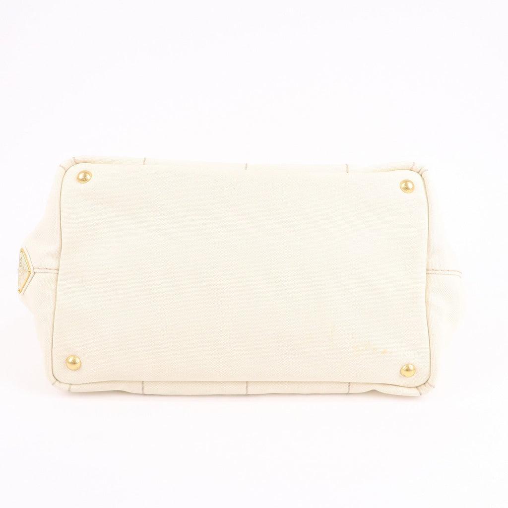 Prada Canapa Canvas Tote Bag Hand Bag Ivory BN1877