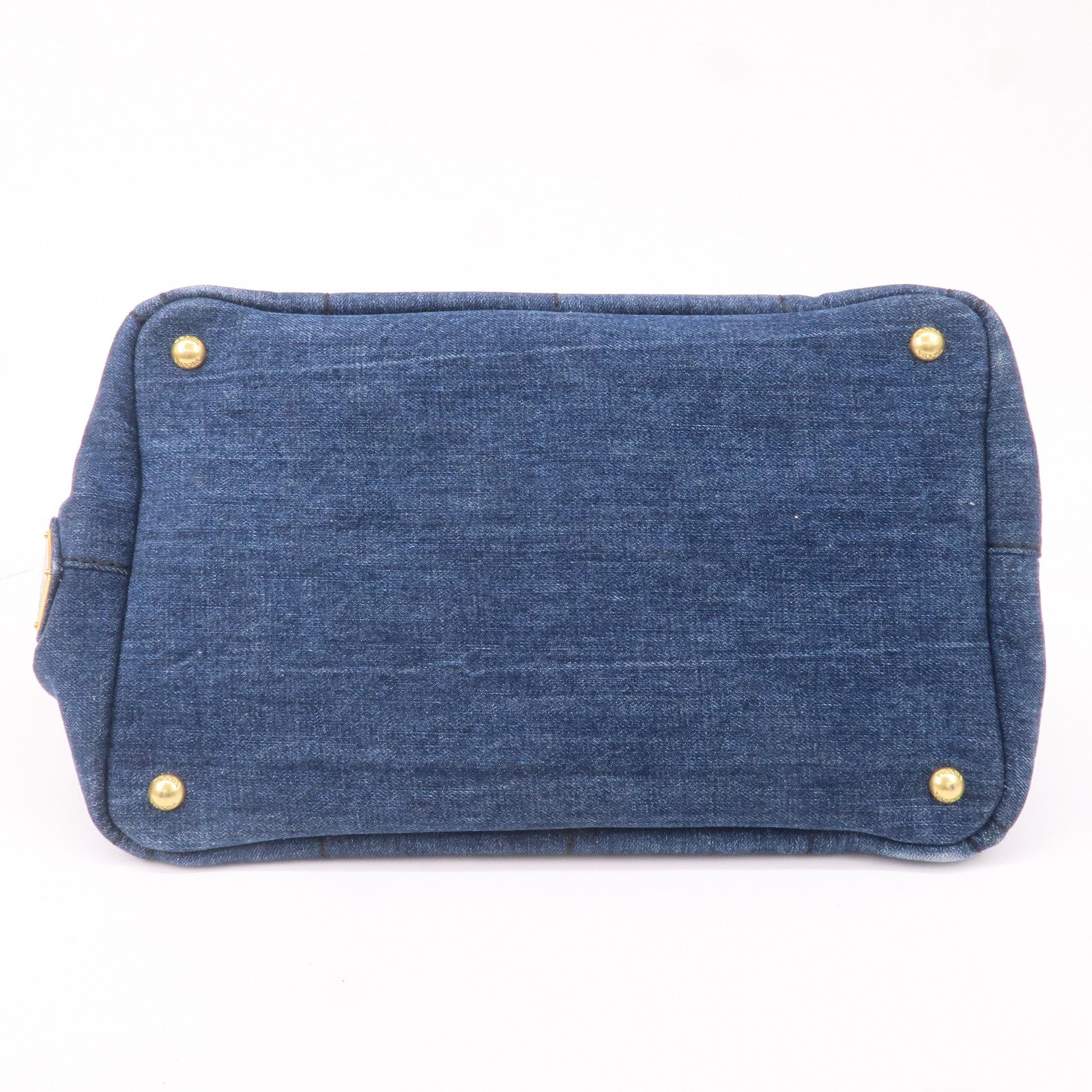Prada Canapa Denim Logo Hand Bag Tote Bag Blue B1877B