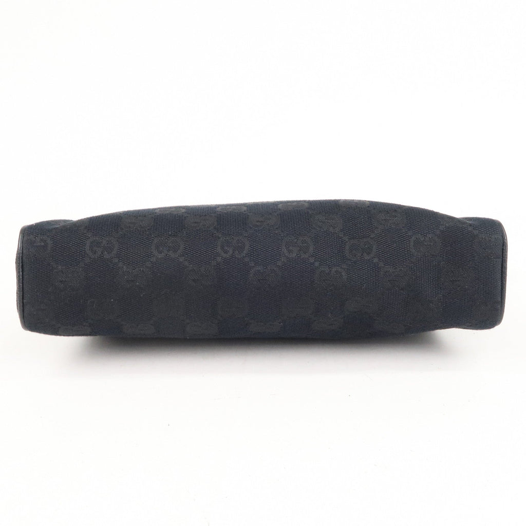GUCCI Abbey GG Canvas Leather Hand Bag Pouch Black 145750