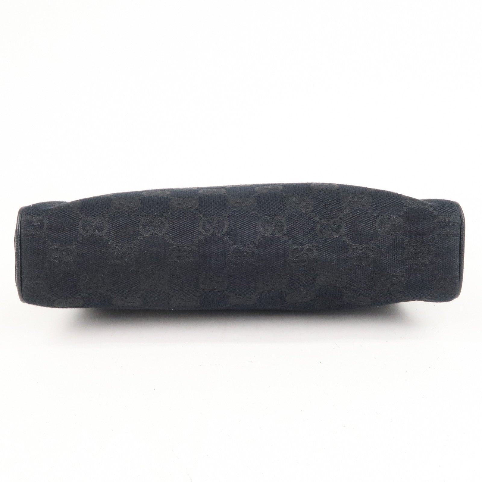 GUCCI Abbey GG Canvas Leather Hand Bag Pouch Black 145750