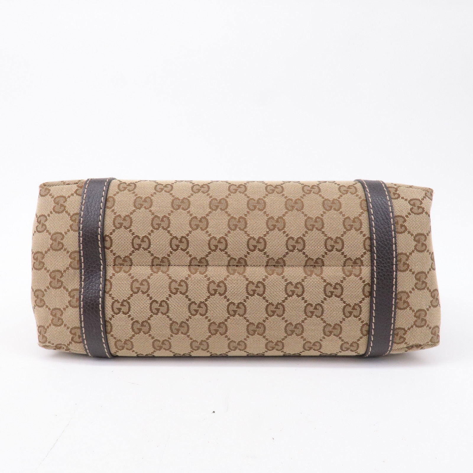 GUCCI Sherry Line GG Canvas Leather Hand Bag Beige Brown 364835
