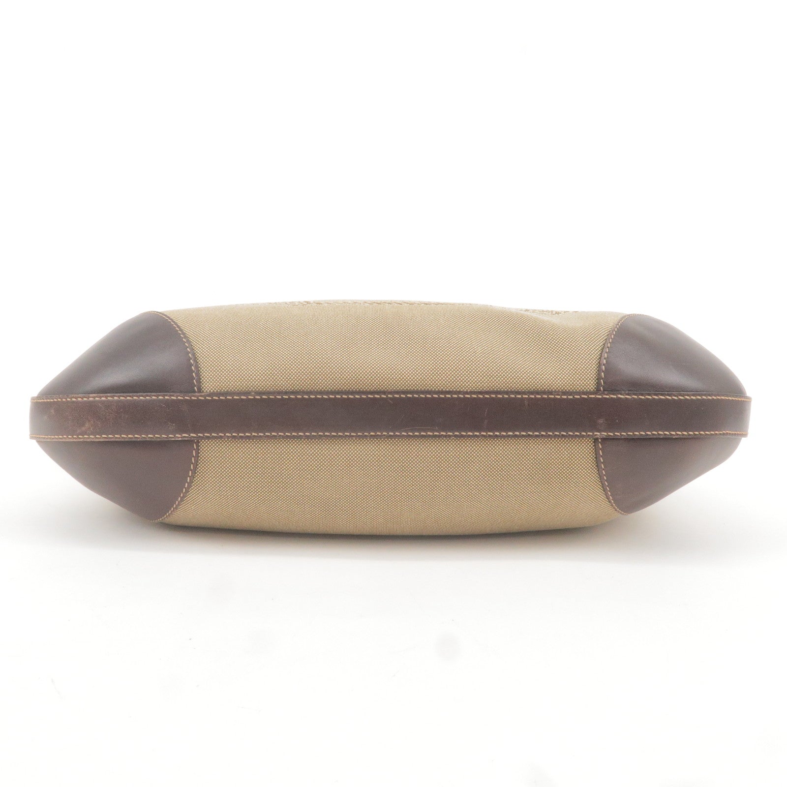 Prada Logo Jacquard Leather Shoulder Bag Beige Brown