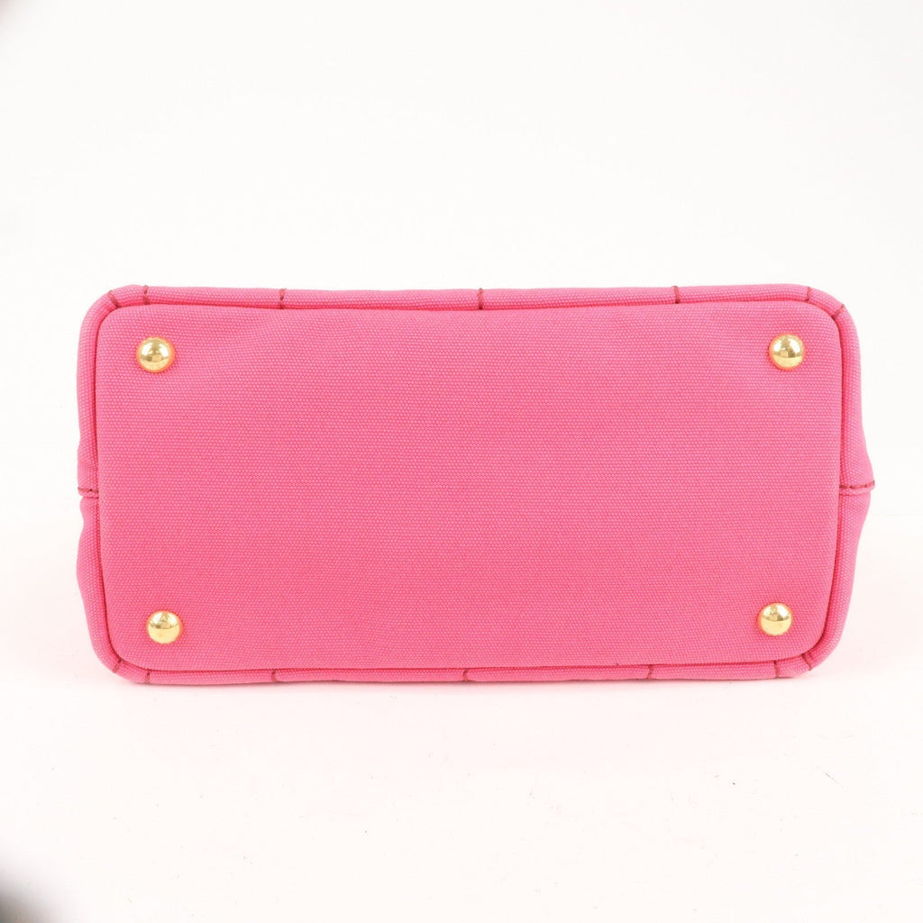 Prada Logo Canapa Mini Canvas 2Way Tote Bag Pink 1BG439
