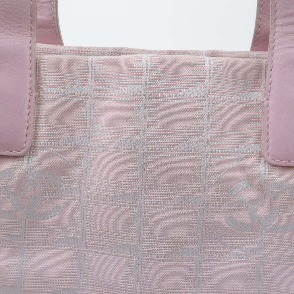 CHANEL New Travel Line Nylon Jacquard Leather Tote Bag MM A15991