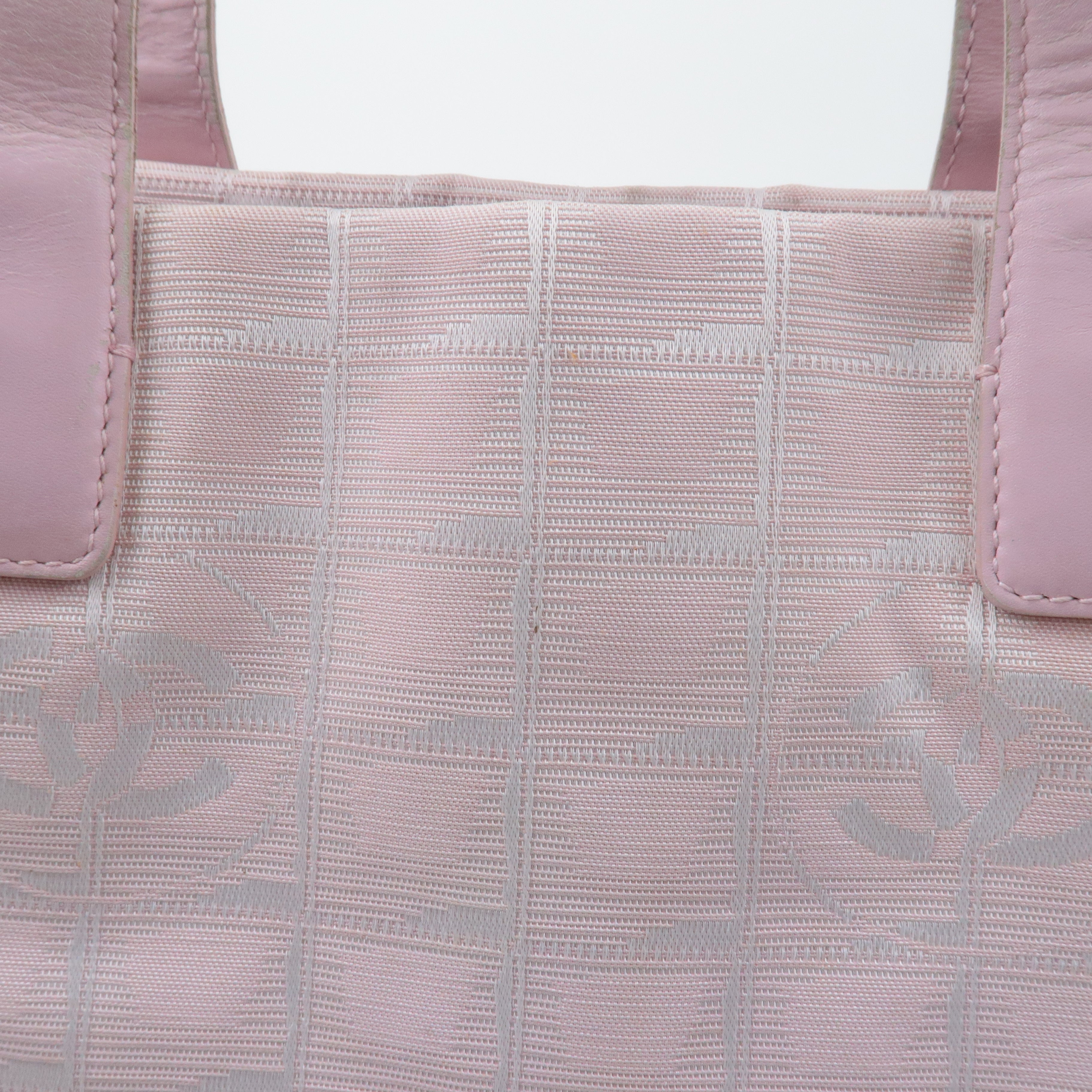 CHANEL New Travel Line Nylon Jacquard Leather Tote Bag MM A15991