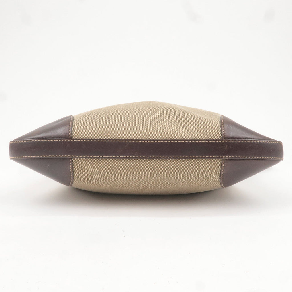 Prada Logo Jacquard Leather Shoulder Bag Beige Brown