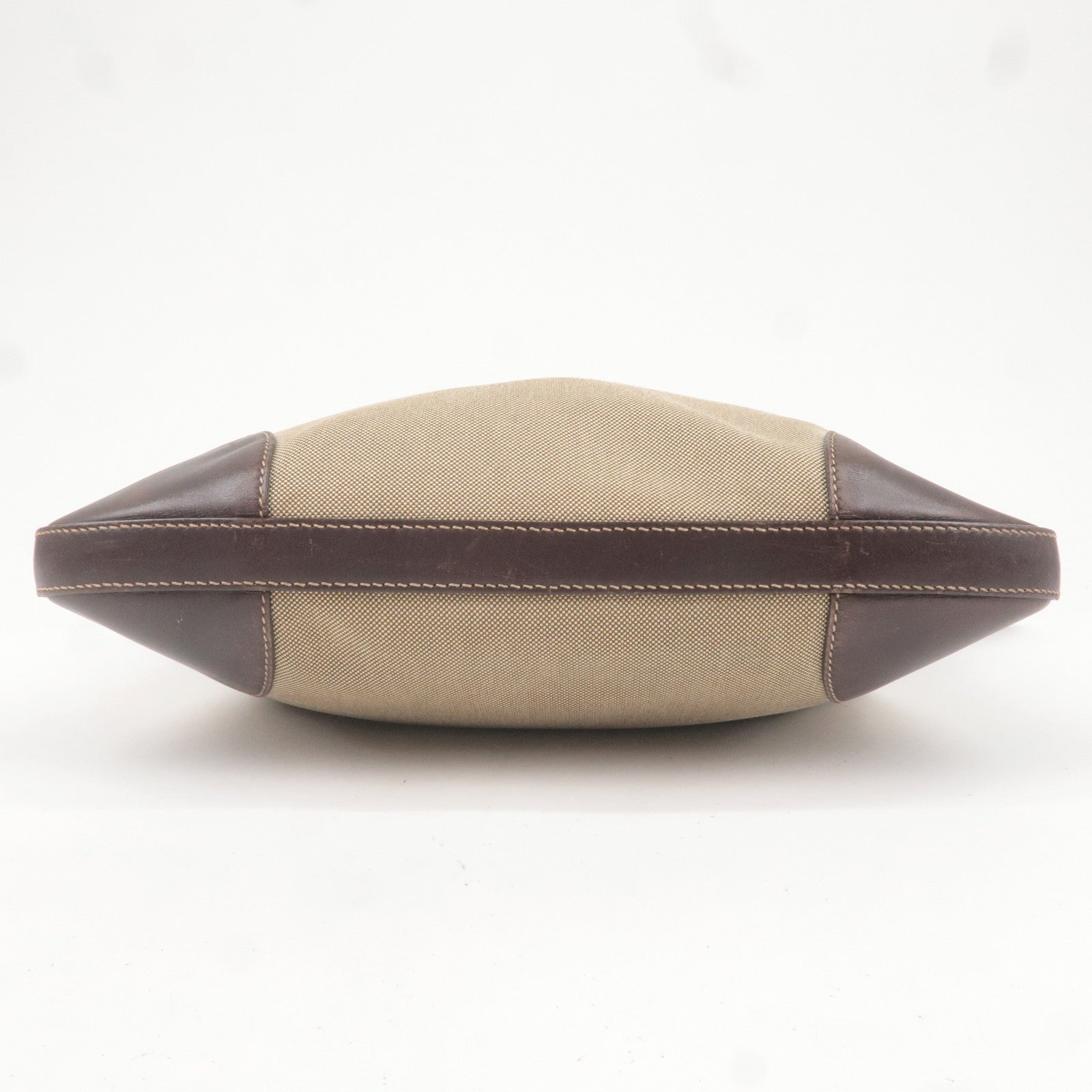 Prada Logo Jacquard Leather Shoulder Bag Beige Brown