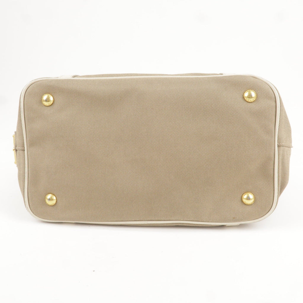 Prada Logo Jacquard Leather 2Way Bag Hand Bag Beige BN1841