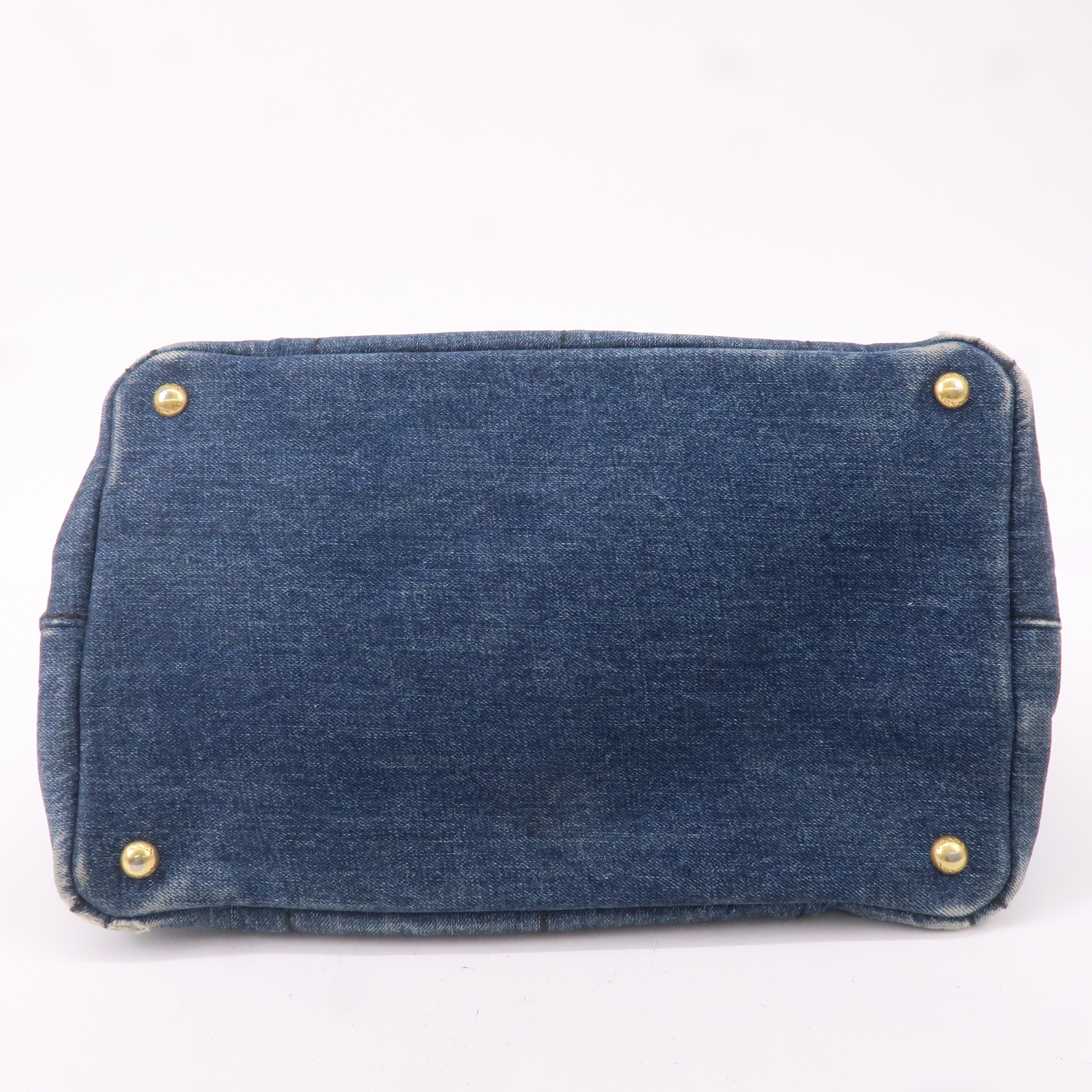 Prada Canapa Denim Hand Bag Tote Bag Denim Blue B1877B
