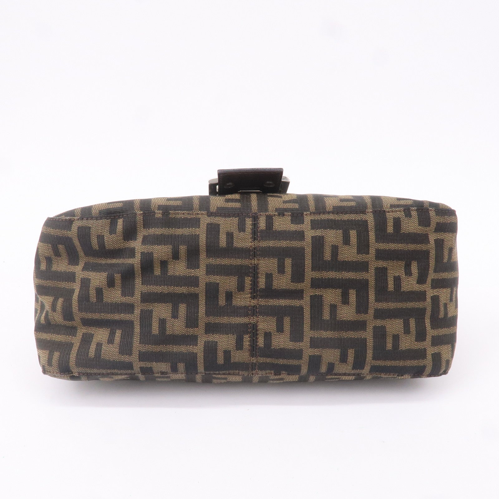 FENDI Mamma Baguette Zucca Canvas Leather Shoulder Bag 26325