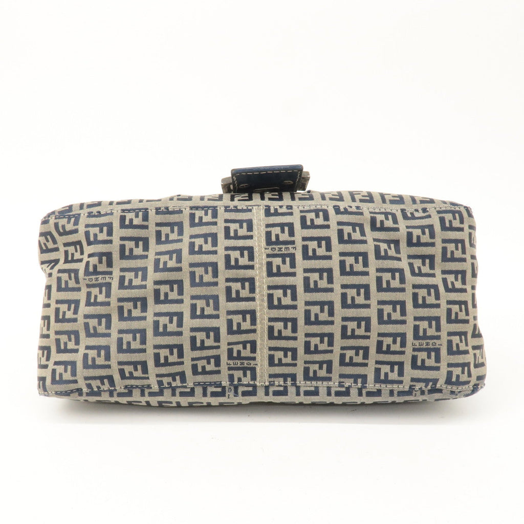 FENDI Mamma Baguette Zucchino Canvas Leather Shoulder Bag 26325