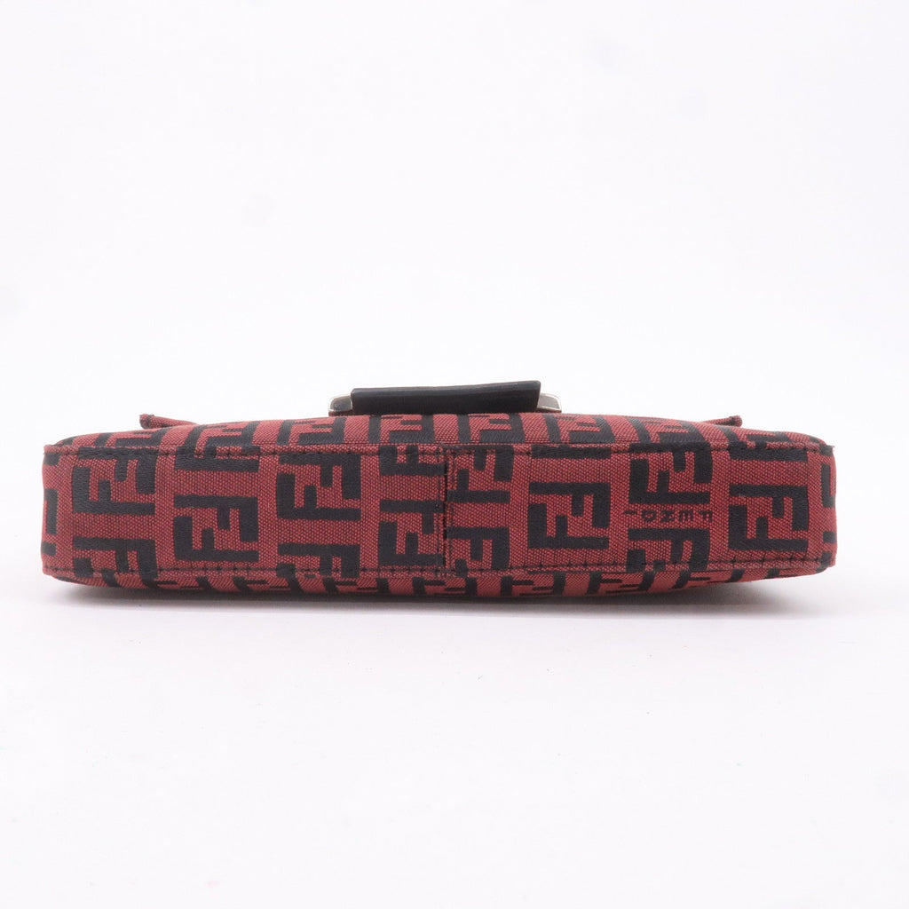 FENDI Mini Mamma Baguette Zucchino Canvas Leather Bag Red 8BK005