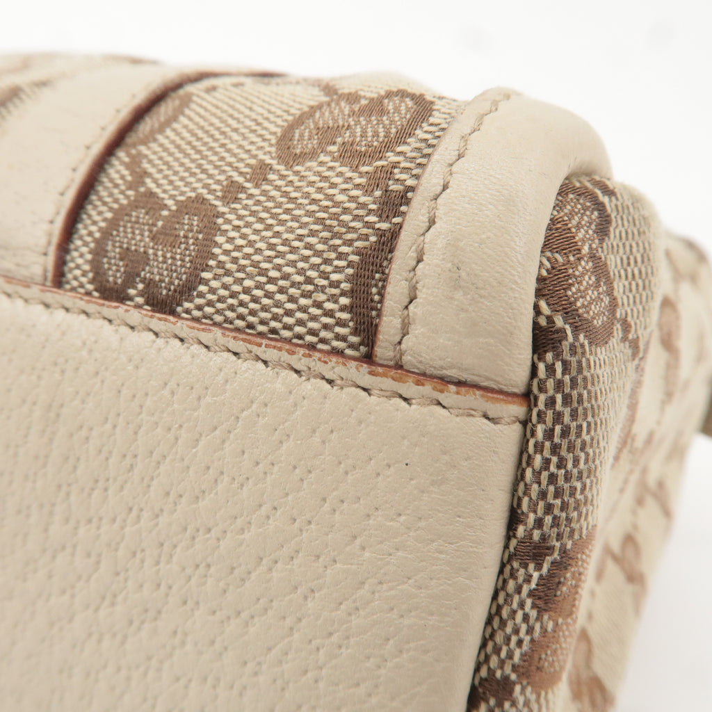 GUCCI Abbey GG Canvas Leather Boston Hand Bag Beige Ivory 130942