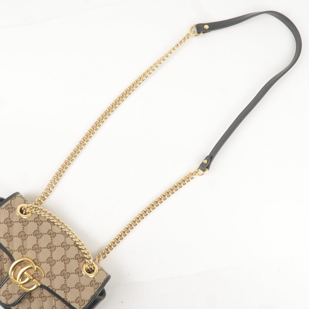 GUCCI GG Marmont GG Canvas Leather Chain Shoulder Bag 446744